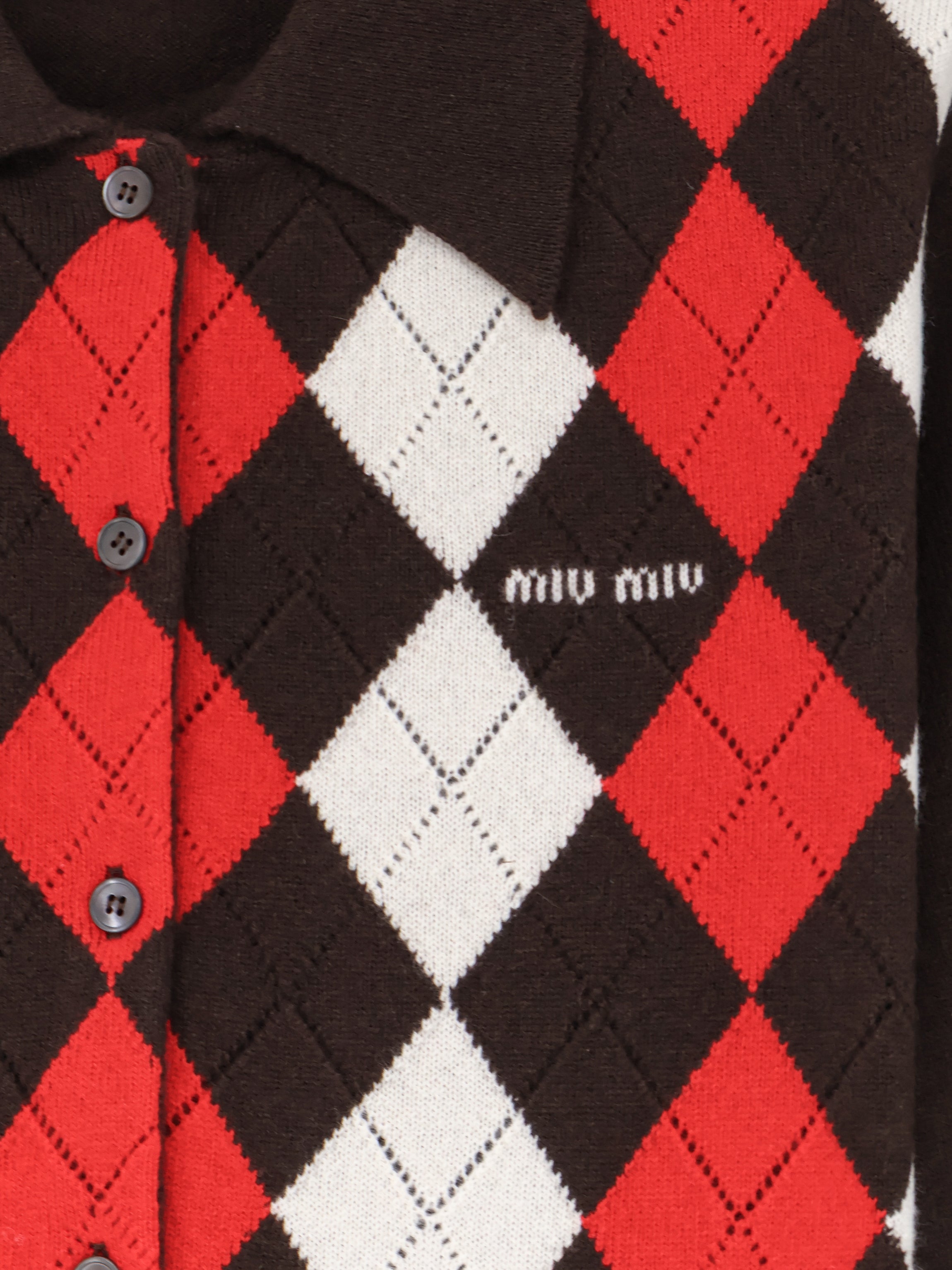 Miu Miu Diamond-patterned Cashmere Cardigan