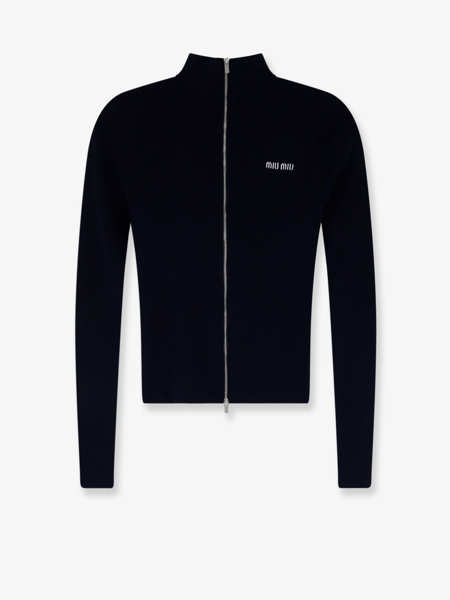 Miu Miu Cotton Cardigan With Front Logo Inlay