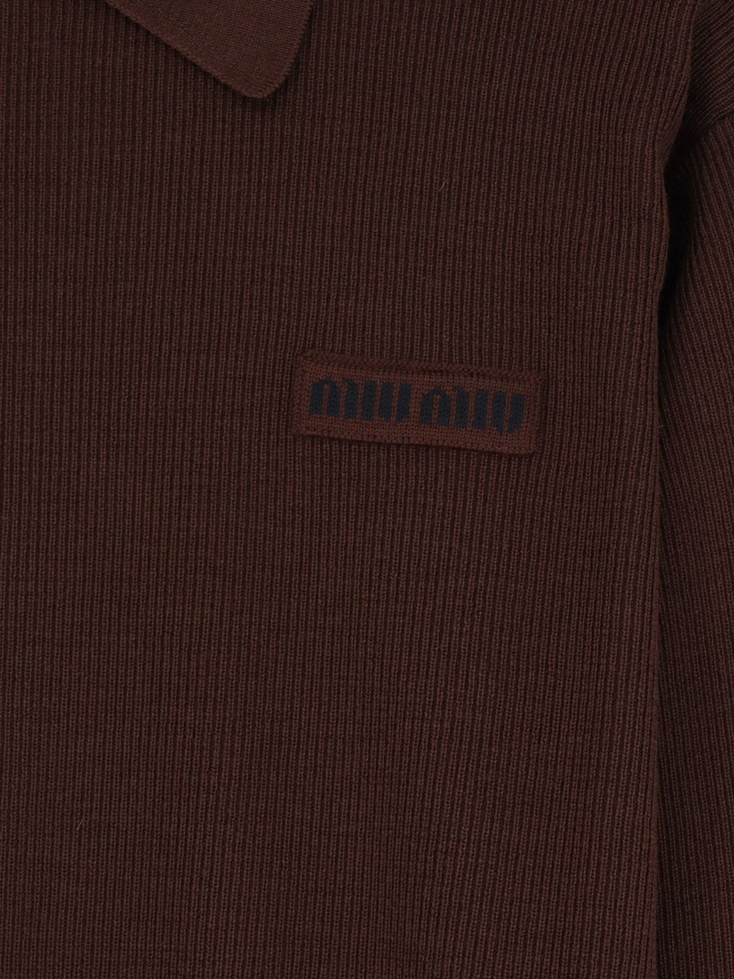 Miu Miu Wool Polo Shirt With Embroidered Logo On The Front