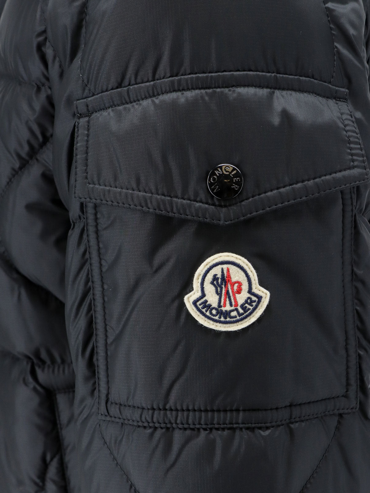 Moncler Asurel Short Down Jacket With Geometric Stitching