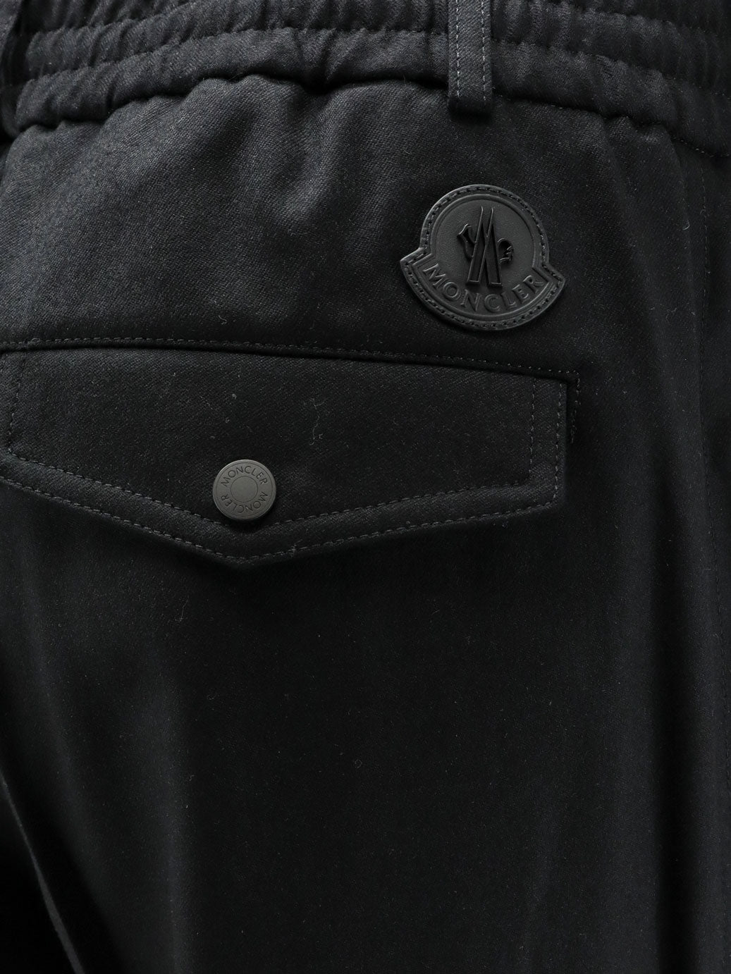 Moncler Virgin Wool Trousers With Elastic And Drawstring