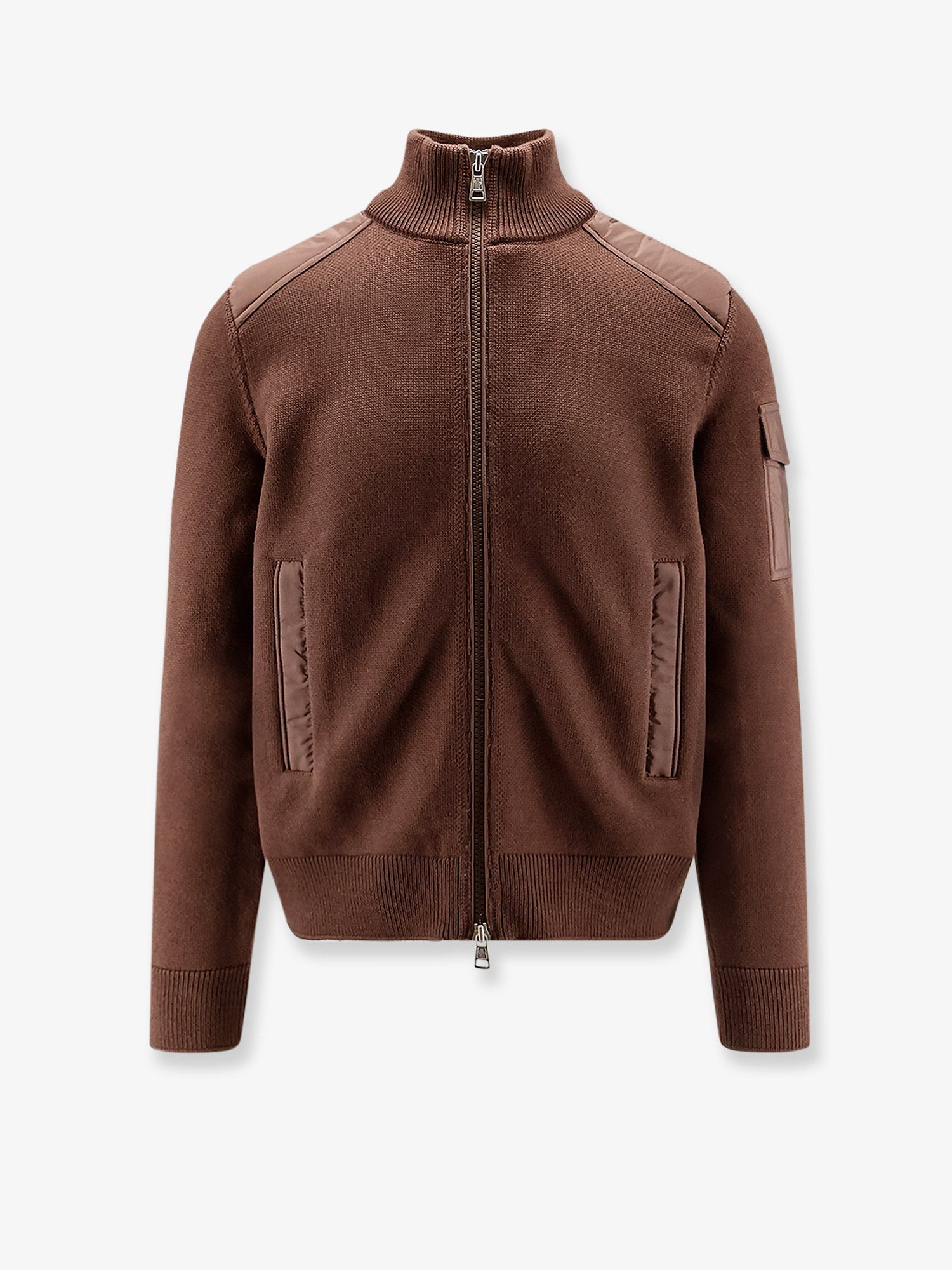 Moncler Virgin Wool Cardigan With Logo Patch
