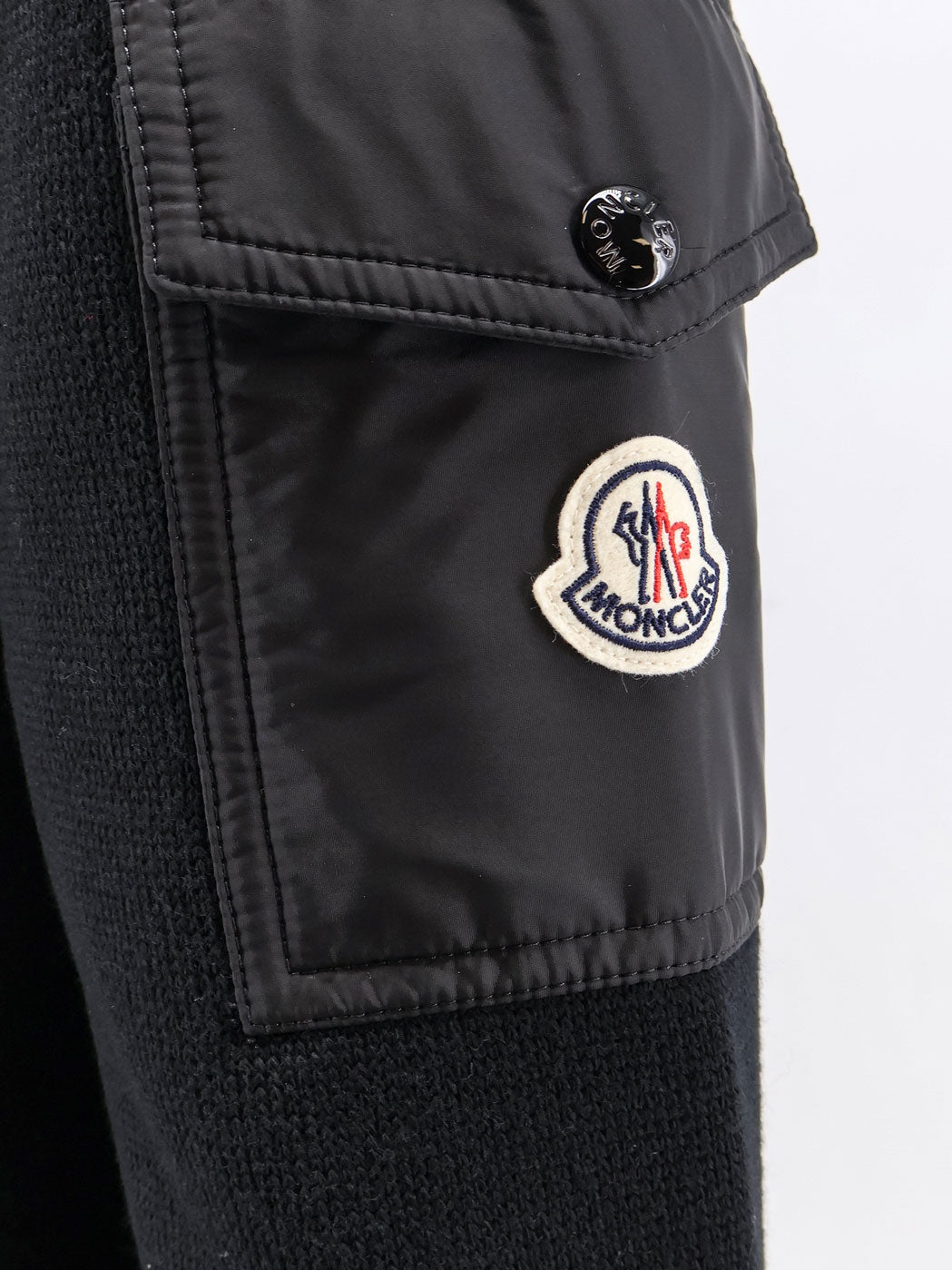 Moncler Virgin Wool Cardigan With Logo Patch