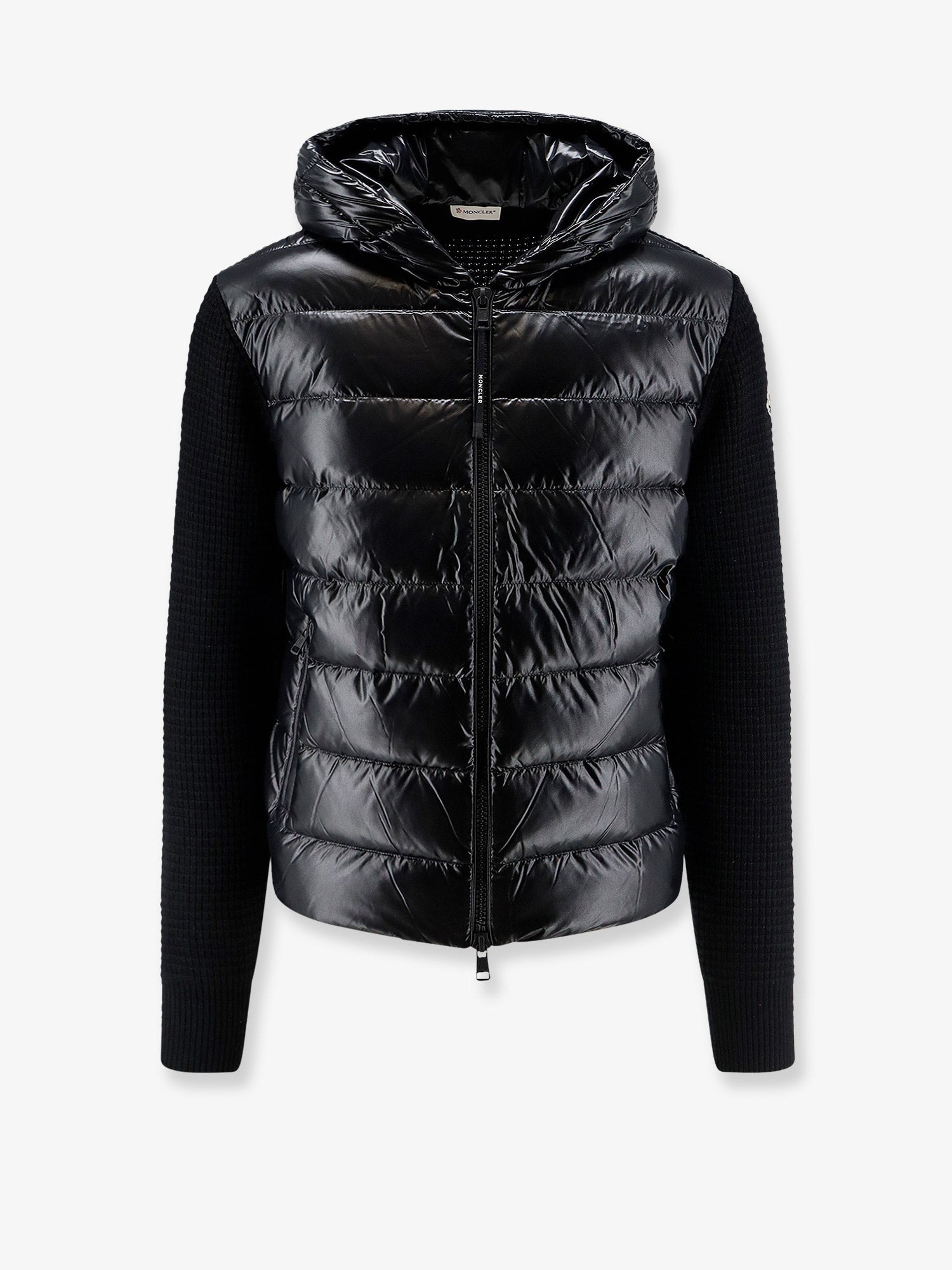 Moncler Nylon Jacket With Wool And Cashmere Blend Sleeves