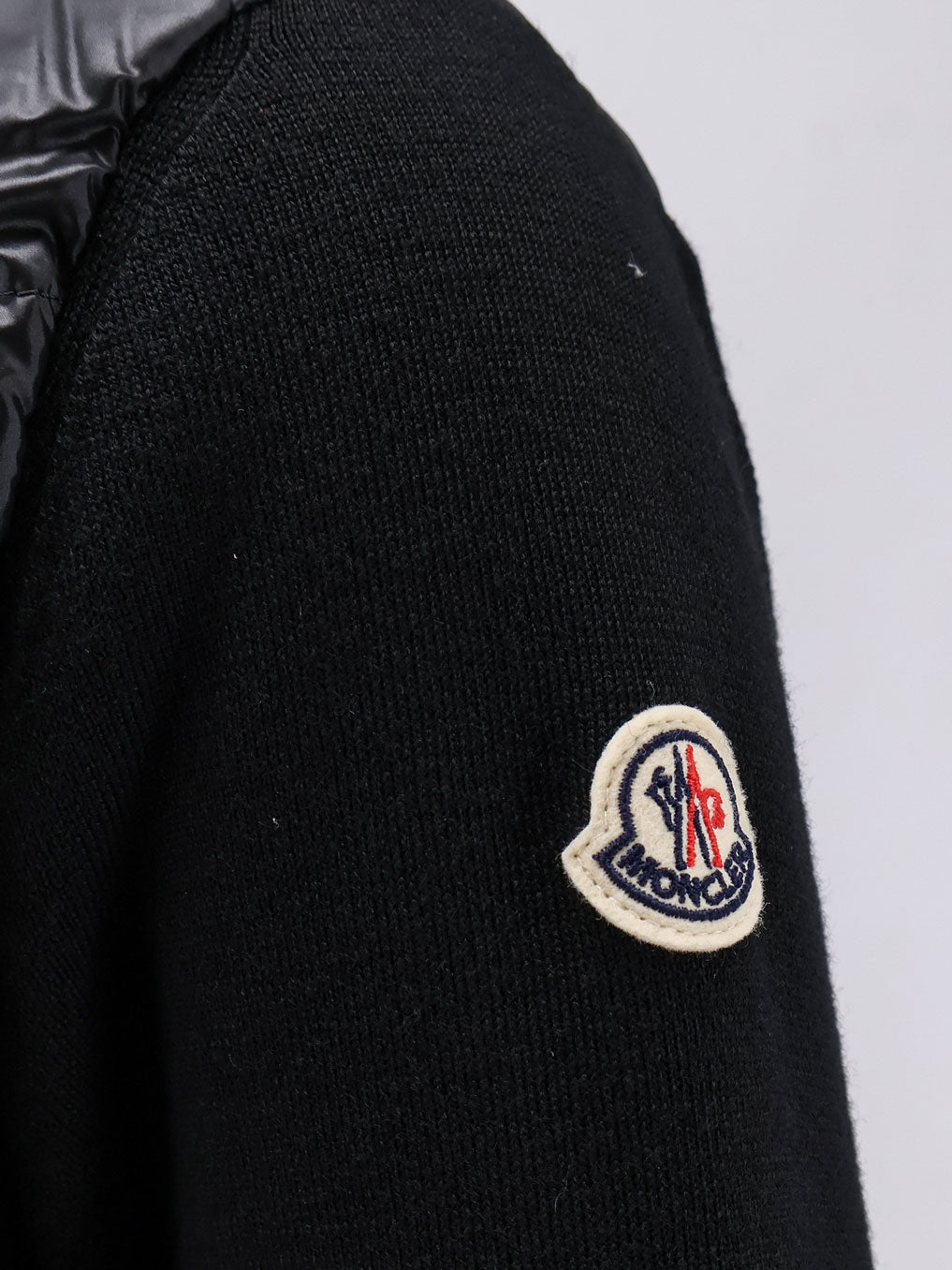 Moncler Cardigan/down Jacket With Tricot Inserts