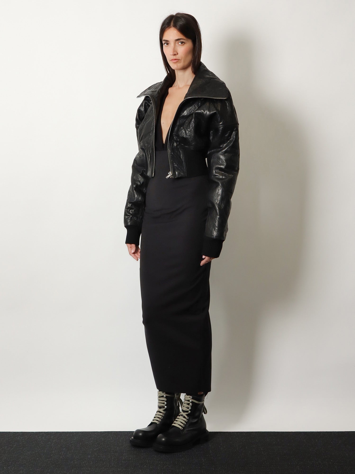 Rick Owens Dirt Pillar Long Stretch Wool Blend Skirt