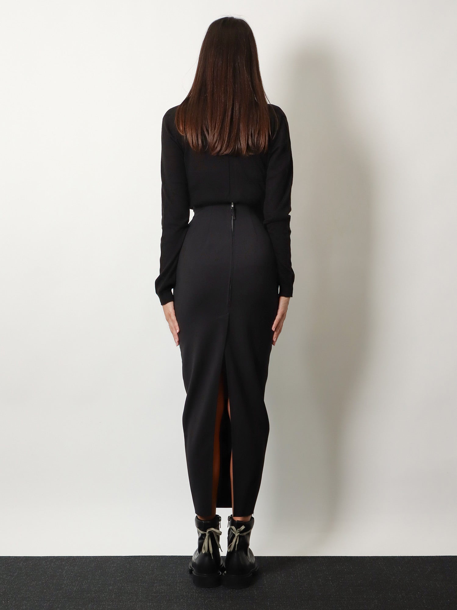 Rick Owens Dirt Pillar Long Stretch Wool Blend Skirt