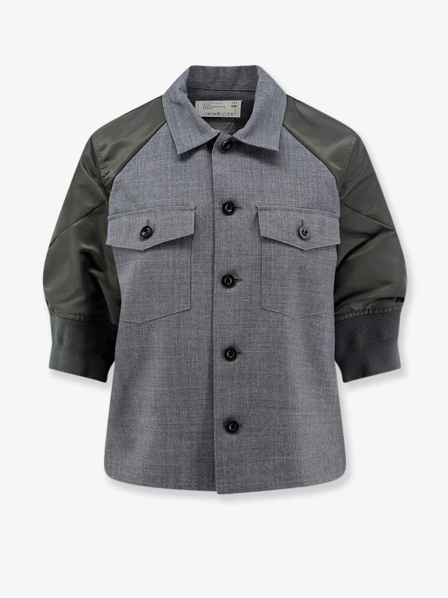 Sacai Wool Shirt With Nylon Sleeves