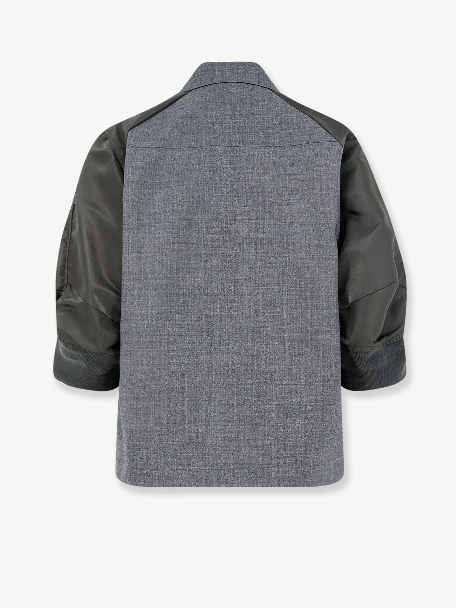 Sacai Wool Shirt With Nylon Sleeves
