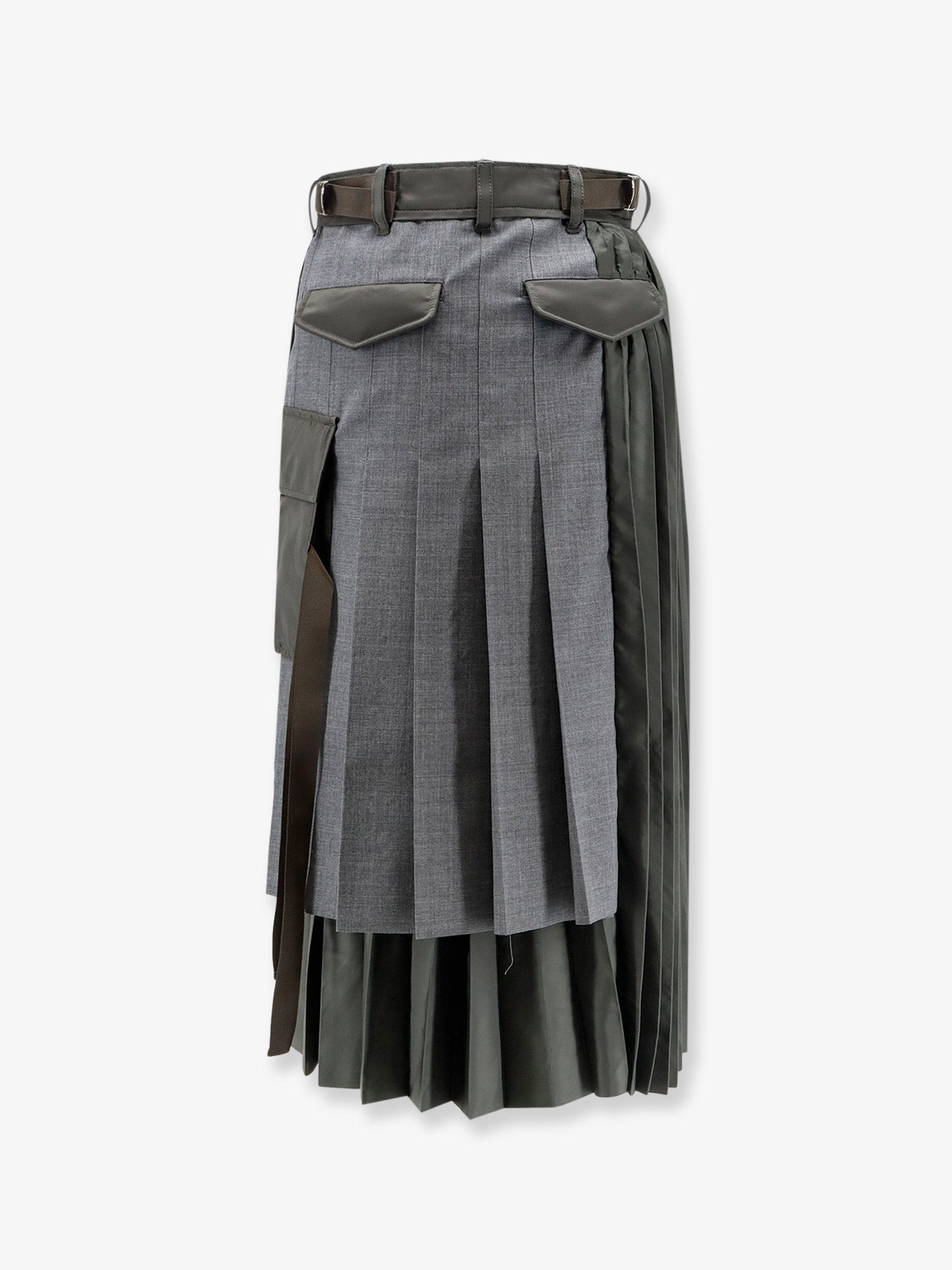 Sacai Pleated Wool Blend Skirt