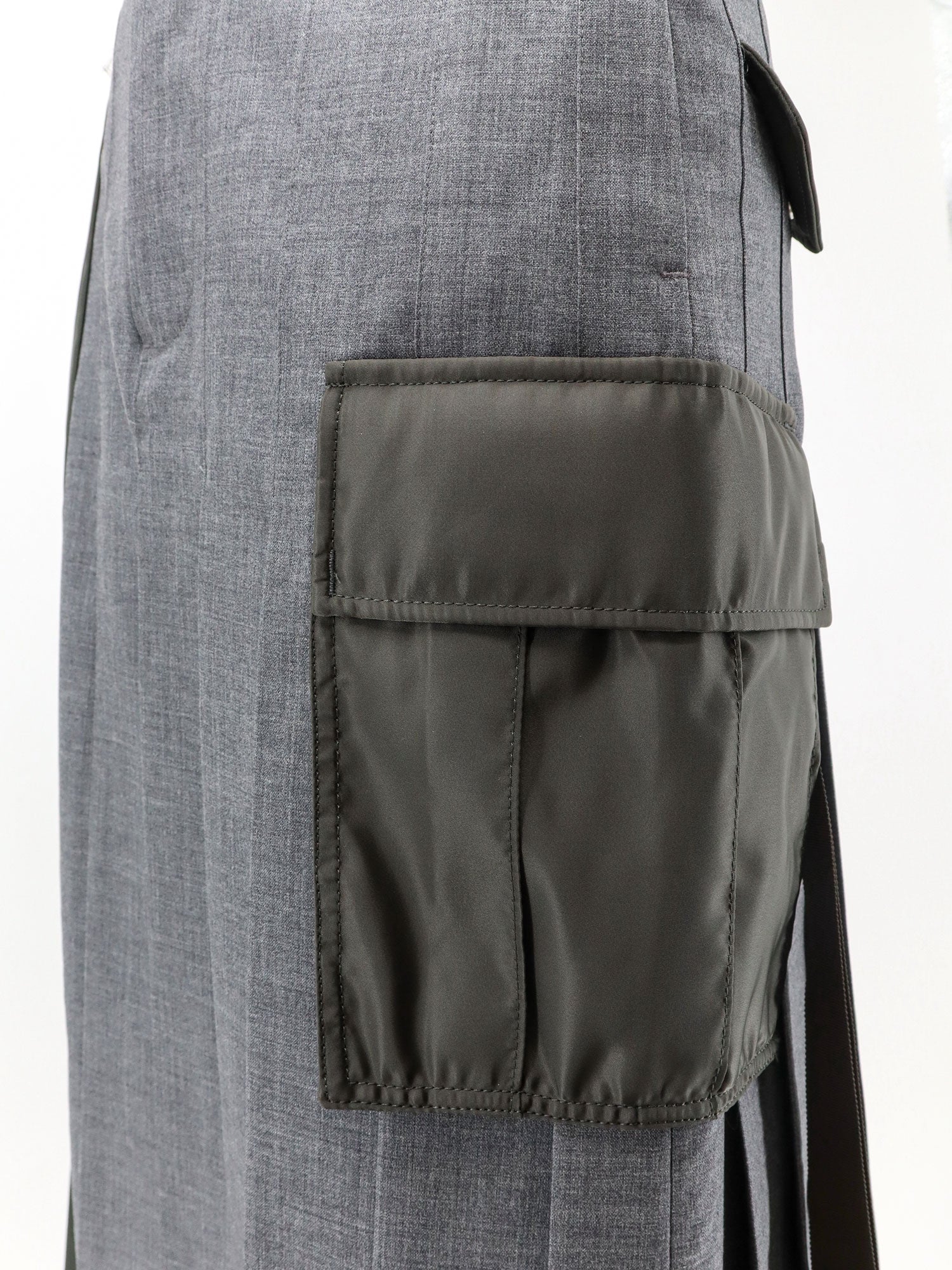 Sacai Pleated Wool Blend Skirt