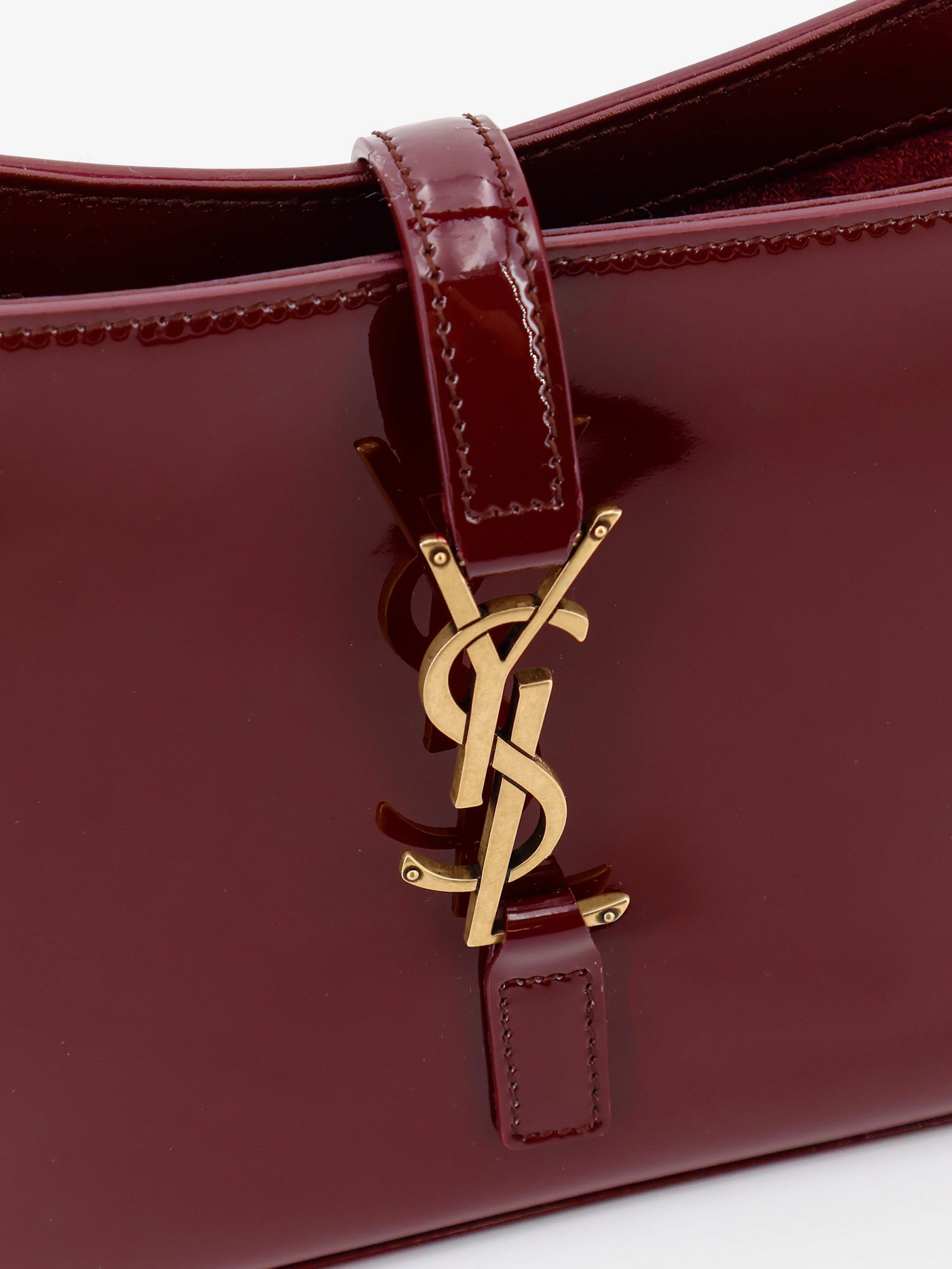 Saint Laurent Le 5 À 7 Bordeaux Patent Leather Shoulder Bag