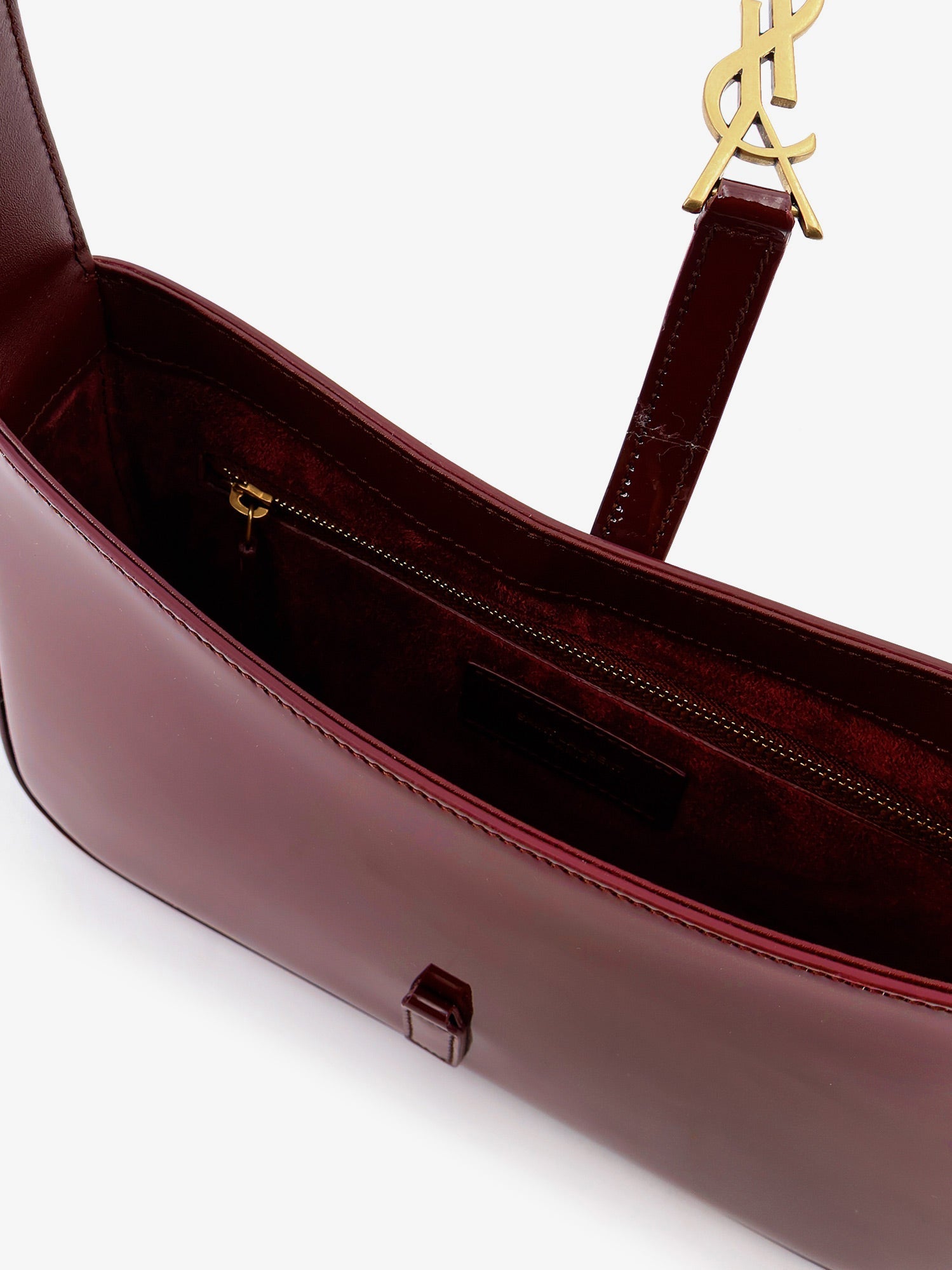 Saint Laurent Le 5 À 7 Bordeaux Patent Leather Shoulder Bag
