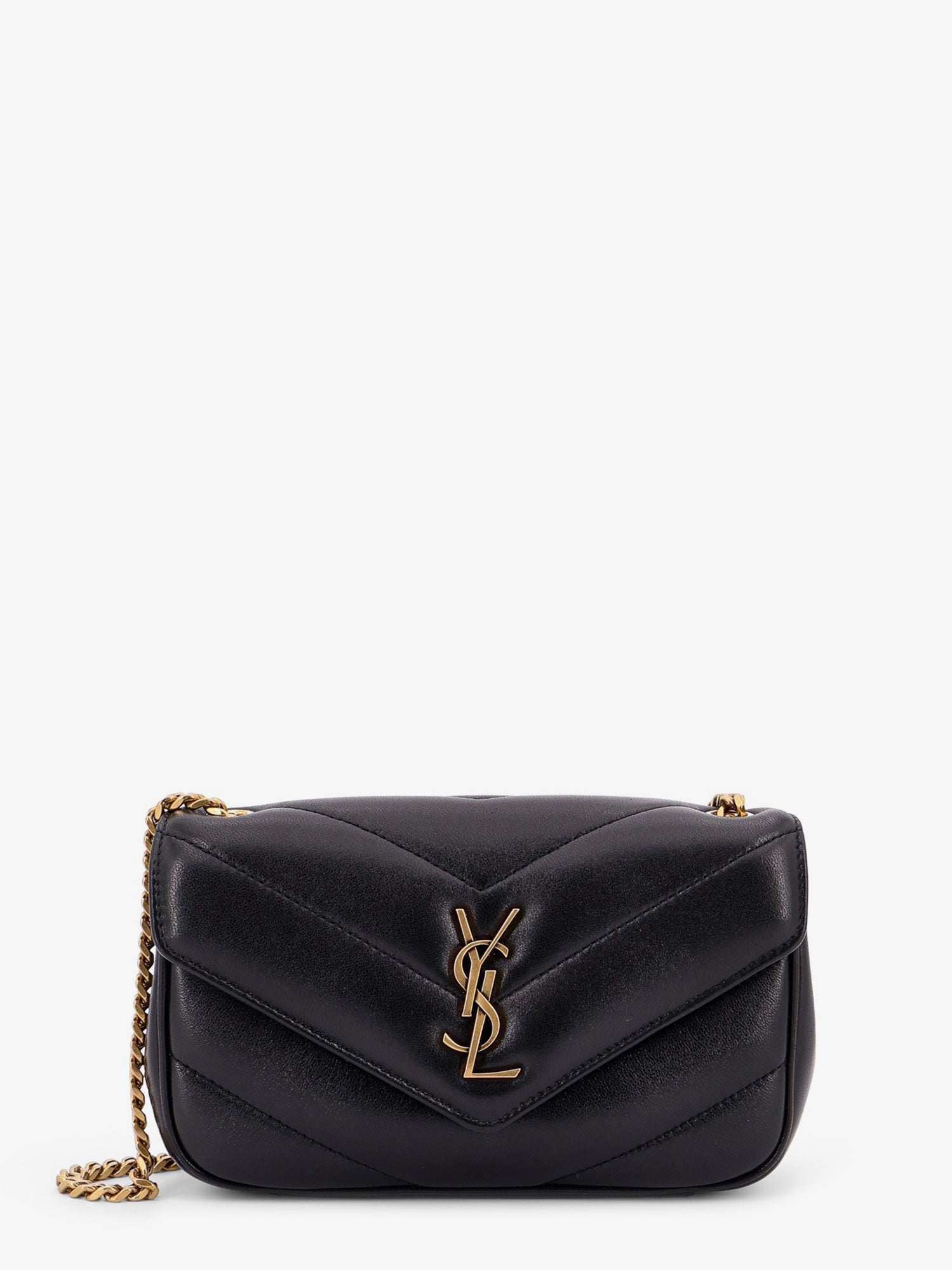 Saint Laurent Loulou Mini Leather Crosbody Bag With Chevron Stitching