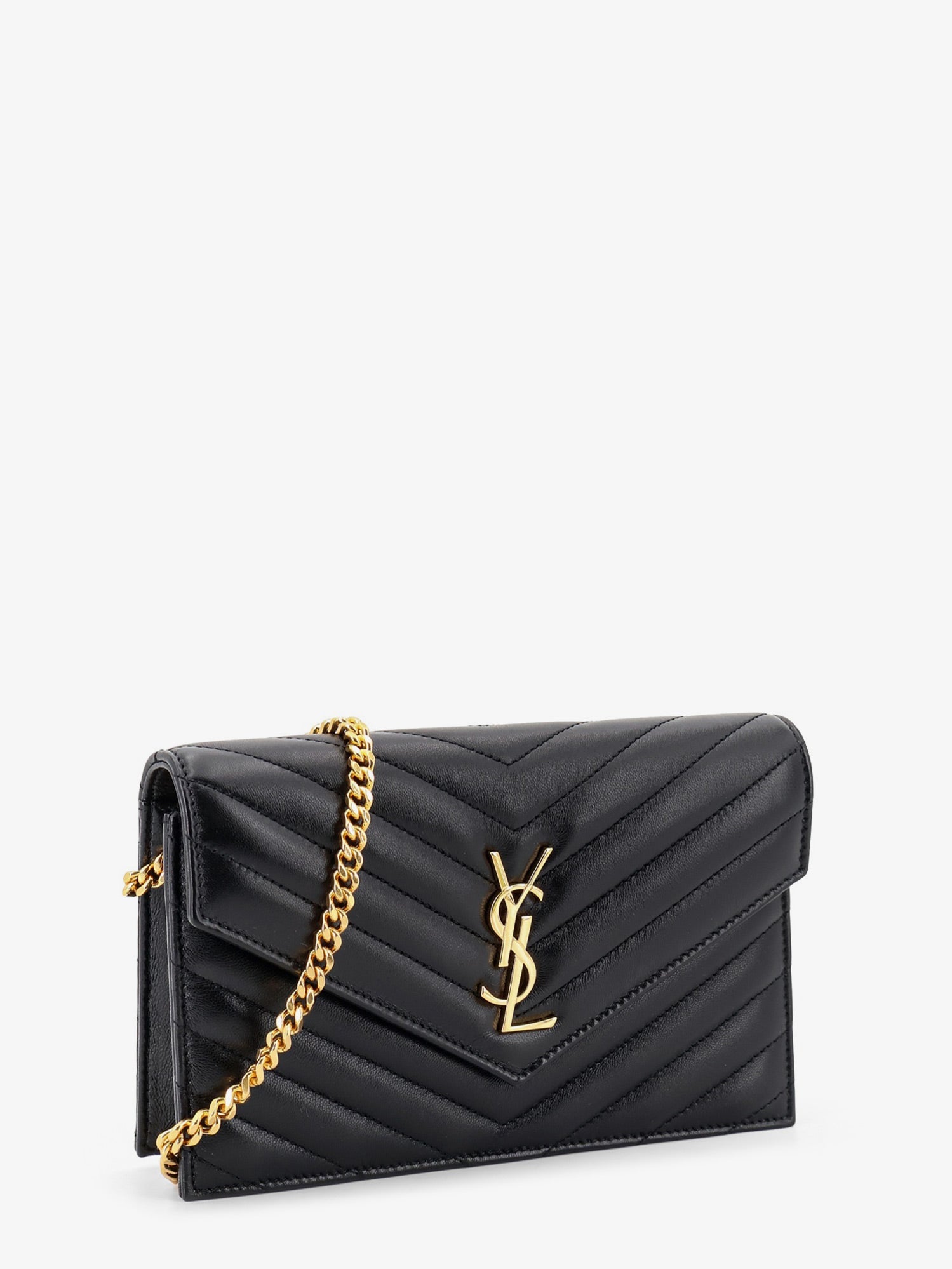 Saint Laurent Leather Crossbody Bag With Metal Cassandre Logo