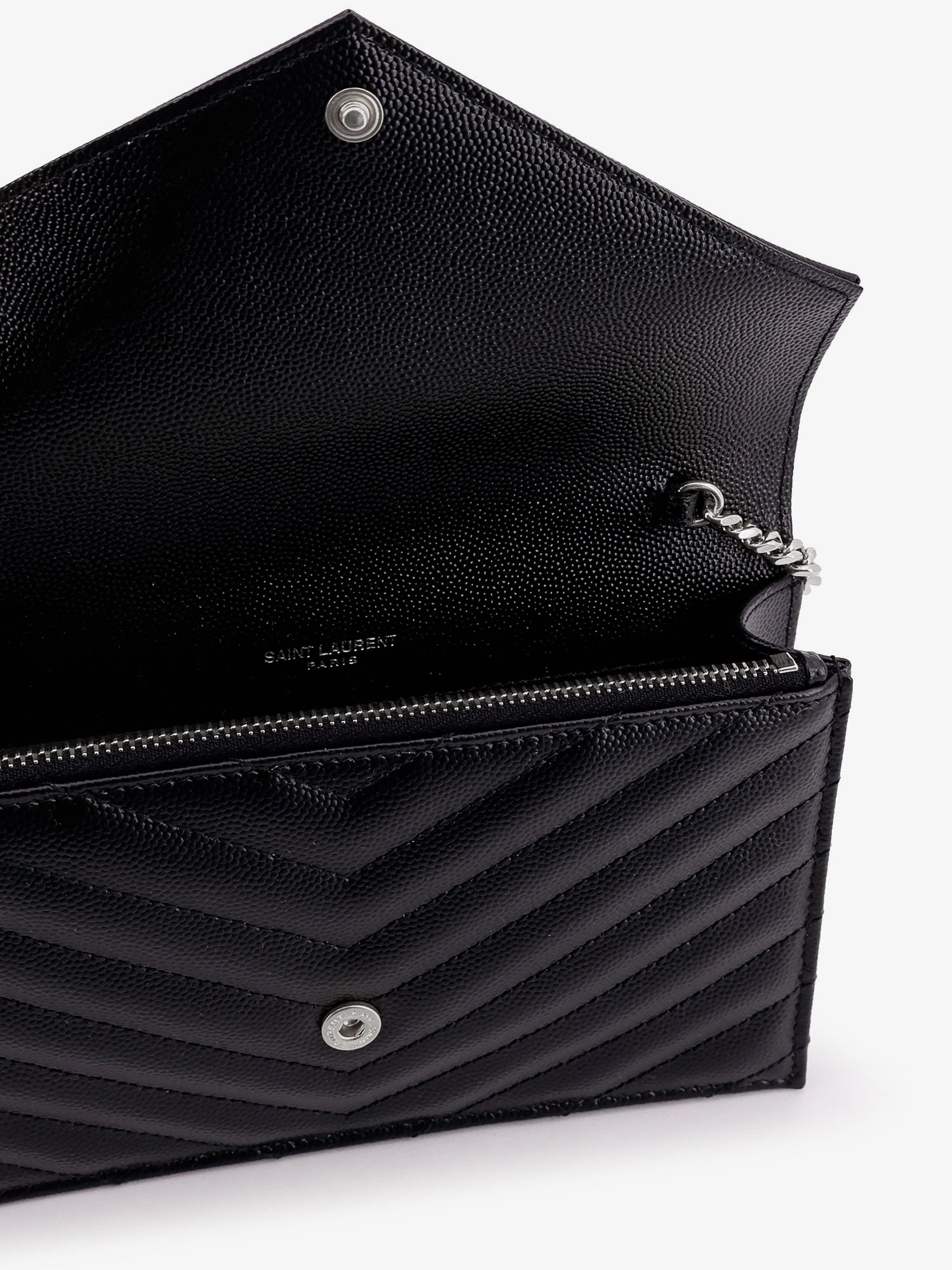 Saint Laurent Envelope Leather Wallet Crossbody Bag With Chain Shoulder Strap