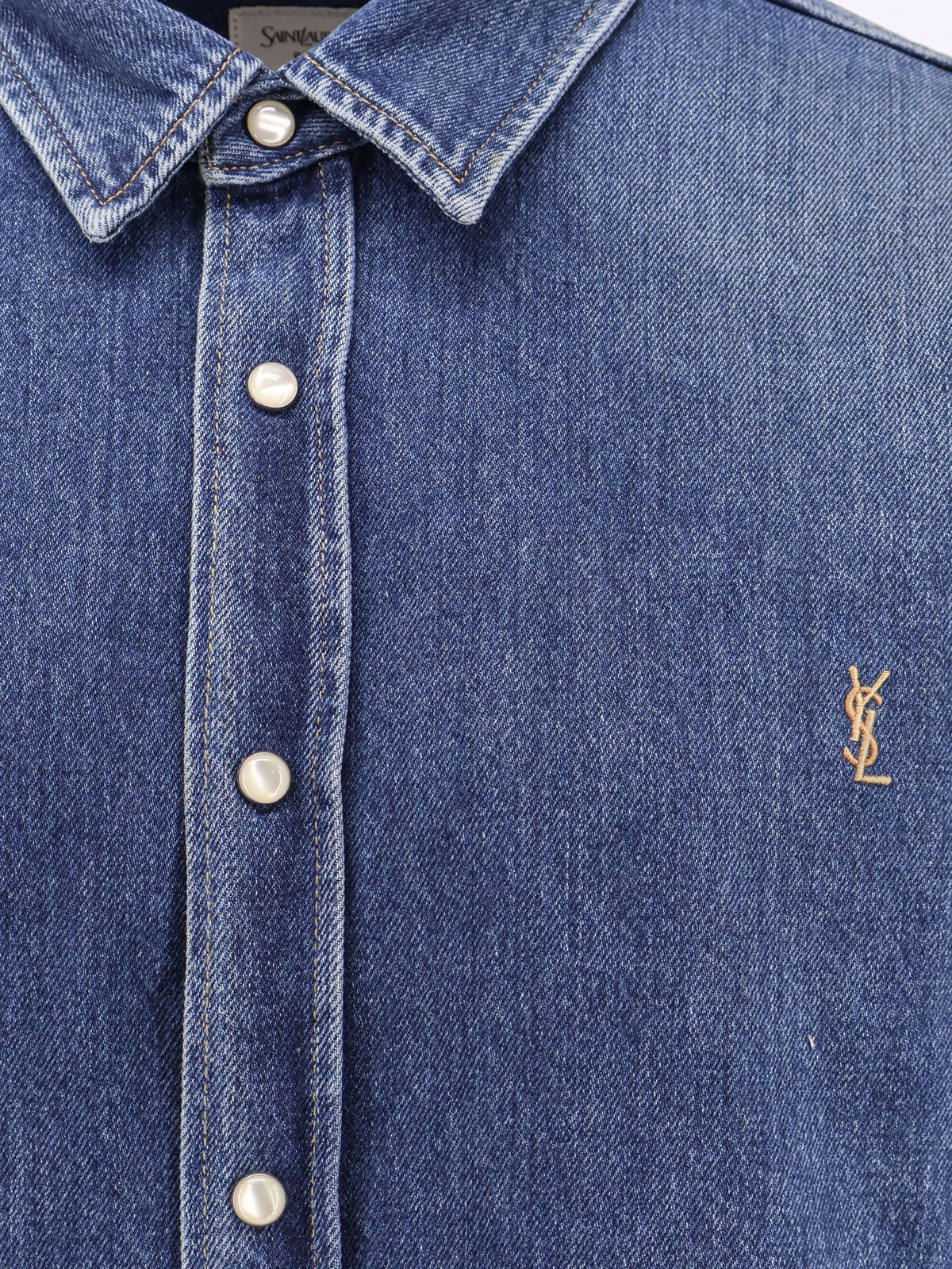 Saint Laurent Horizon Blue Cassandre Denim Shirt