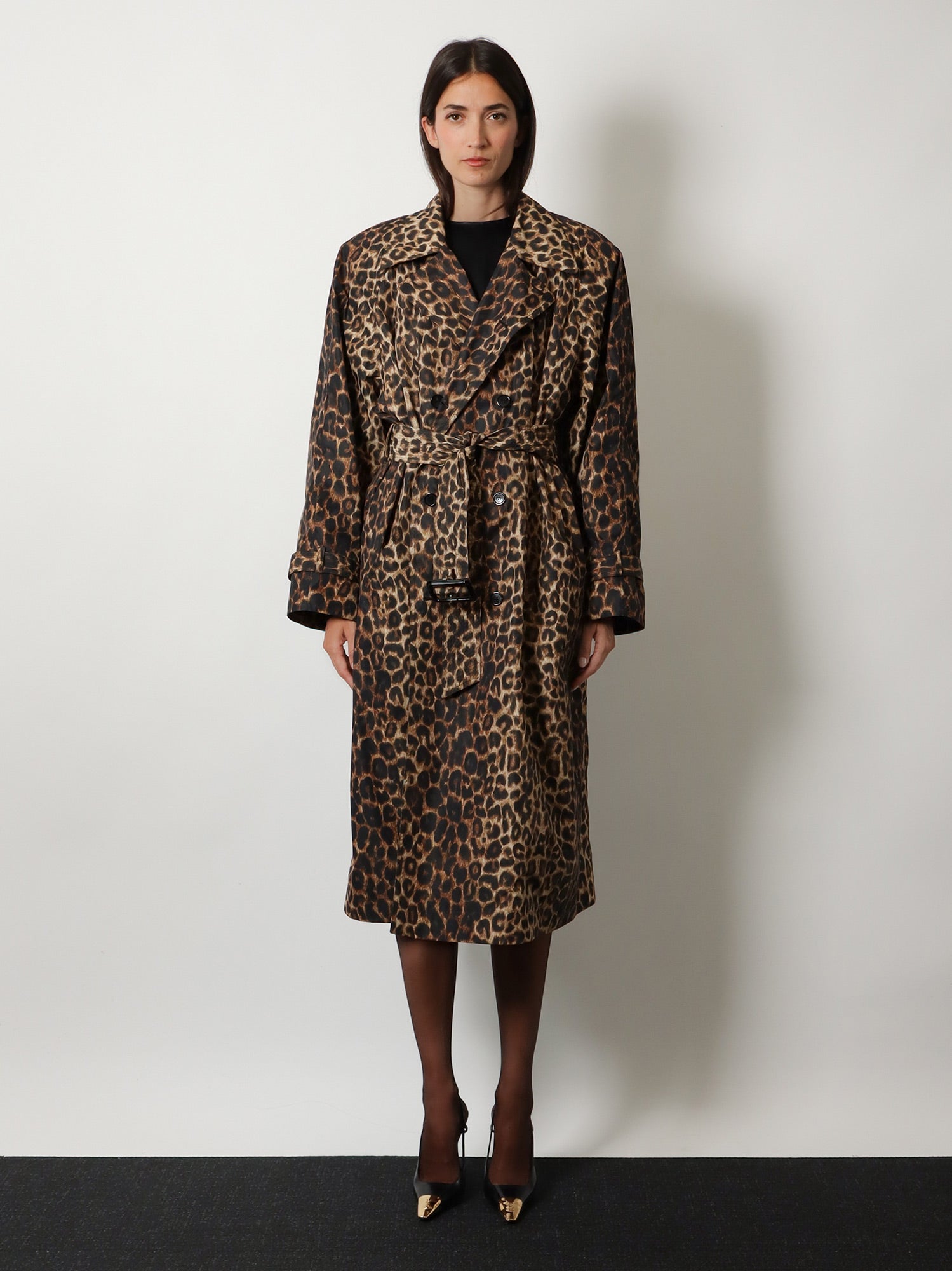 Saint Laurent Nylon Trench With Animal Print
