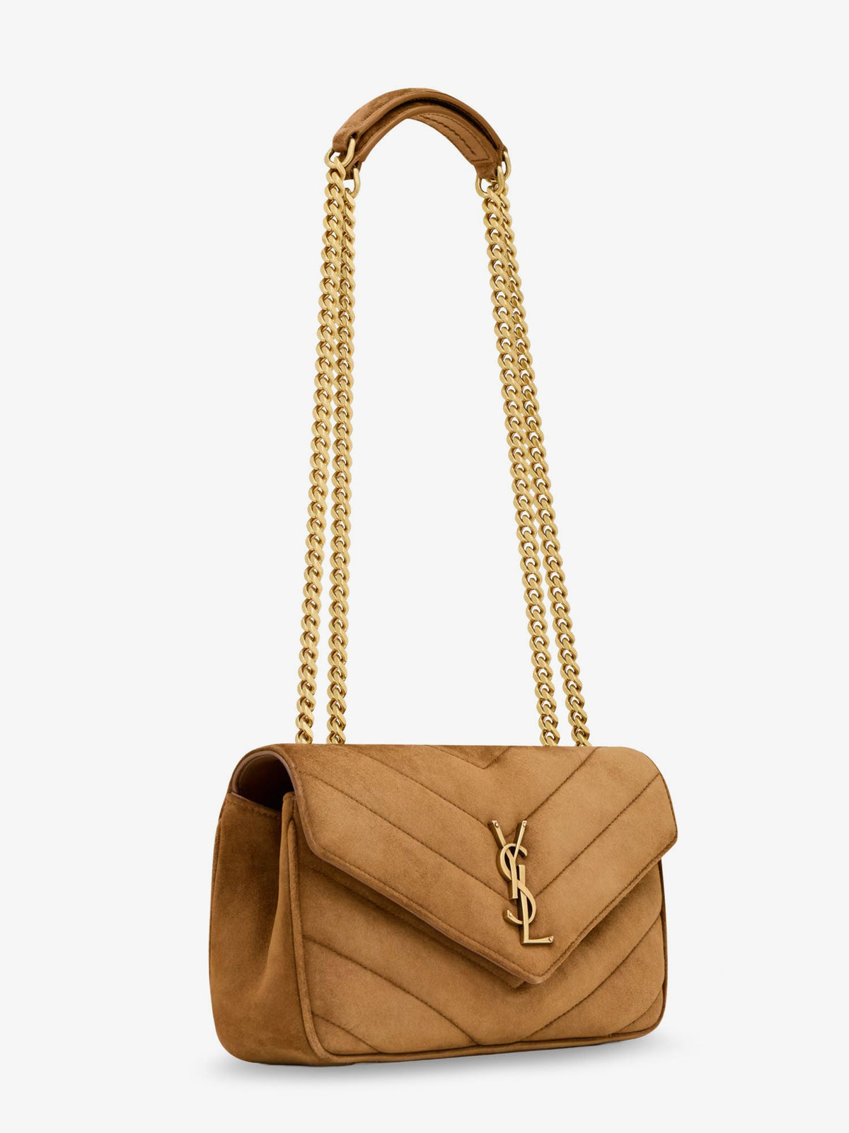 Saint Laurent Loulou Leather Shoulder Bag With Metal Cassandre Logo