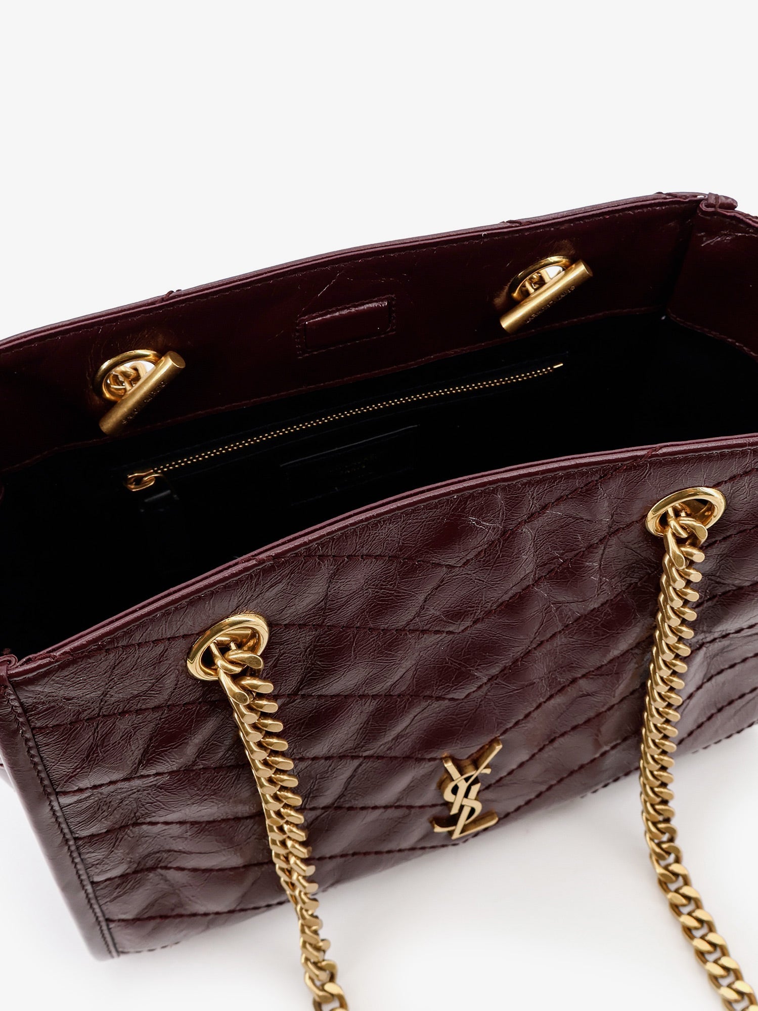 Saint Laurent Niki Vintage-effect Leather Shopping Bag