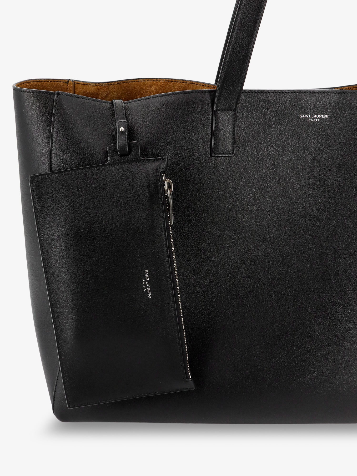 Saint Laurent Leather Shopping Bag With Front Logo
