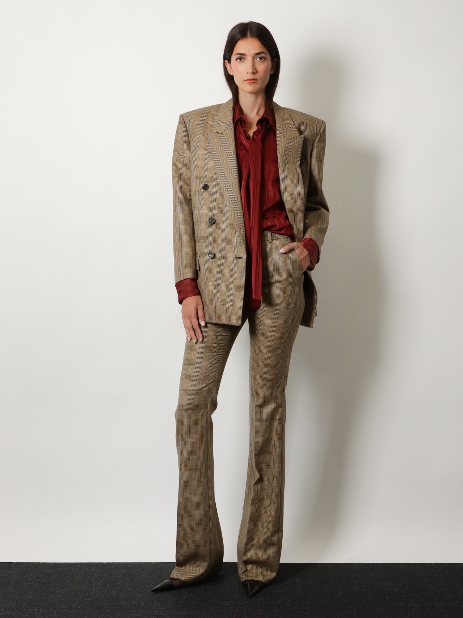 Saint Laurent Prince Of Wales Certified Wool Trousers