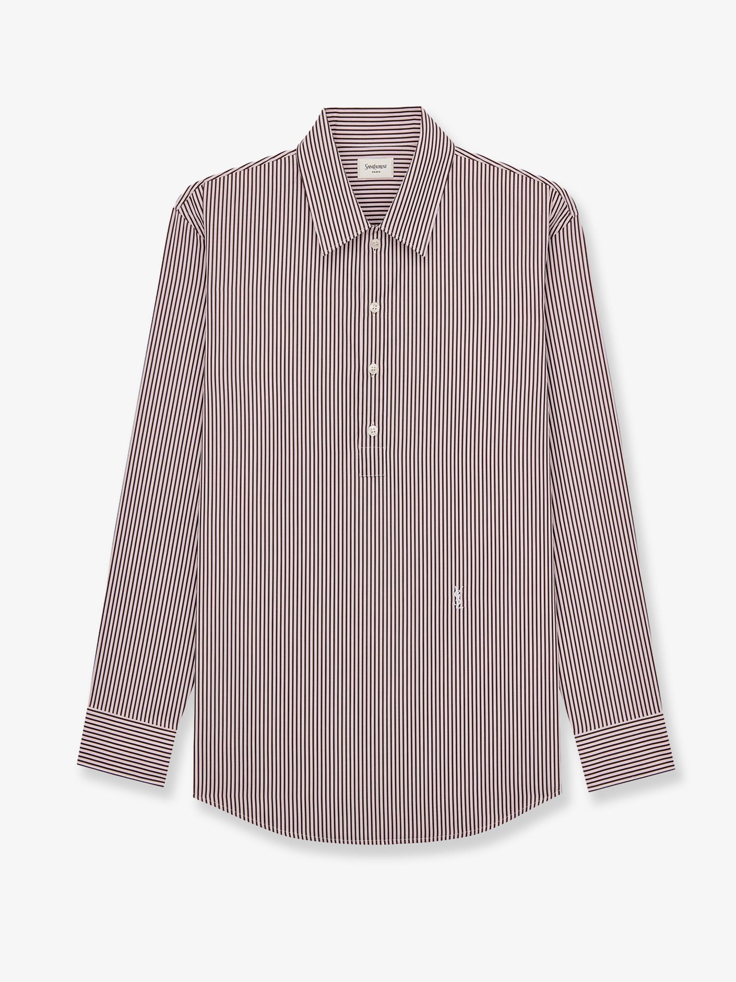 Saint Laurent Cassandre Cotton Shirt With Striped Pattern