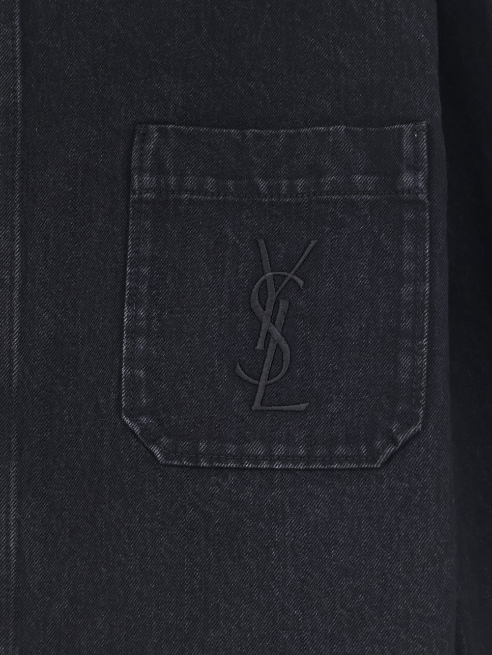 Saint Laurent Cassandre Black Denim Overshirt
