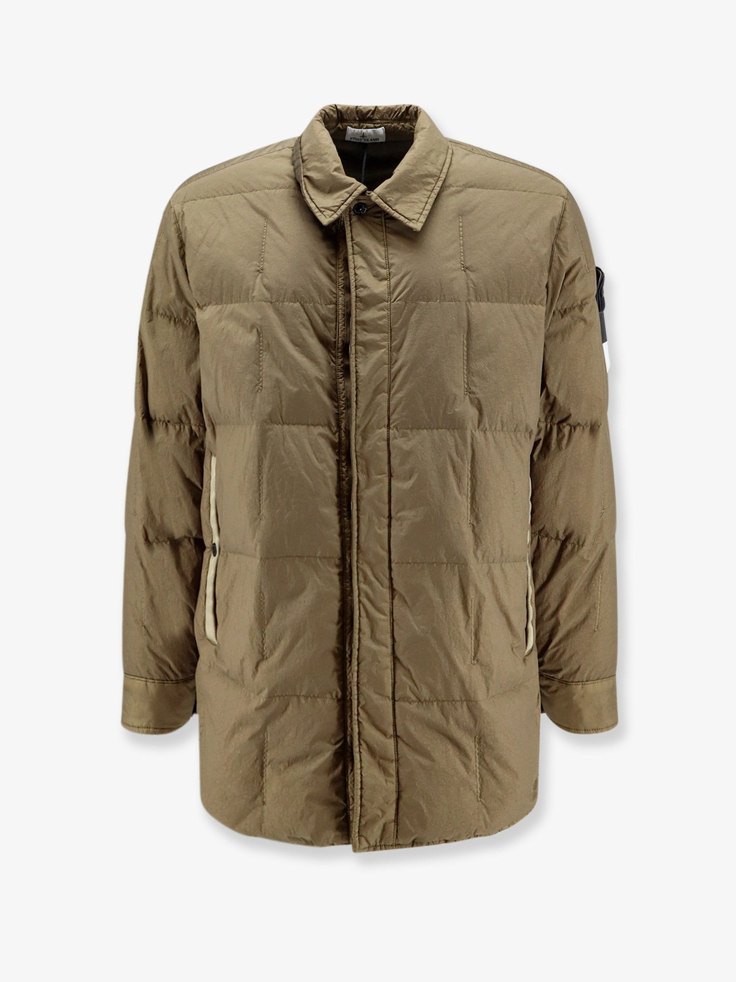 Stone Island Garment Dyed Crinkle Reps Ny Recycled Nylon Down Jacket With Side Logo Patch
