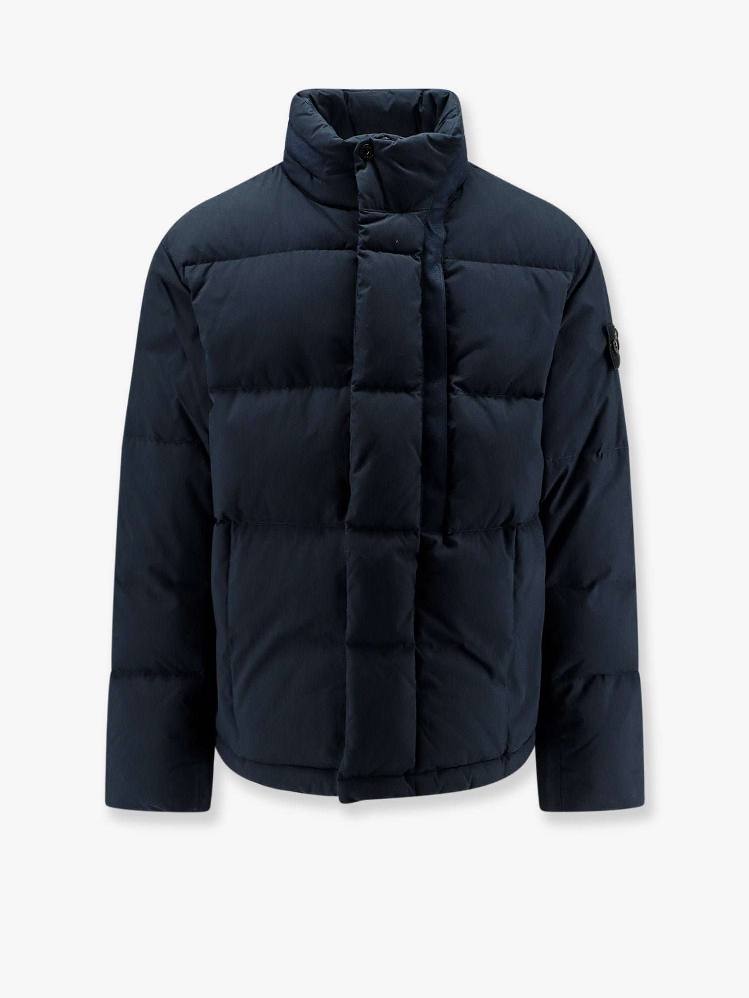 Stone Island Cotton Nylon Tela Down Jacket With Iconic Patch