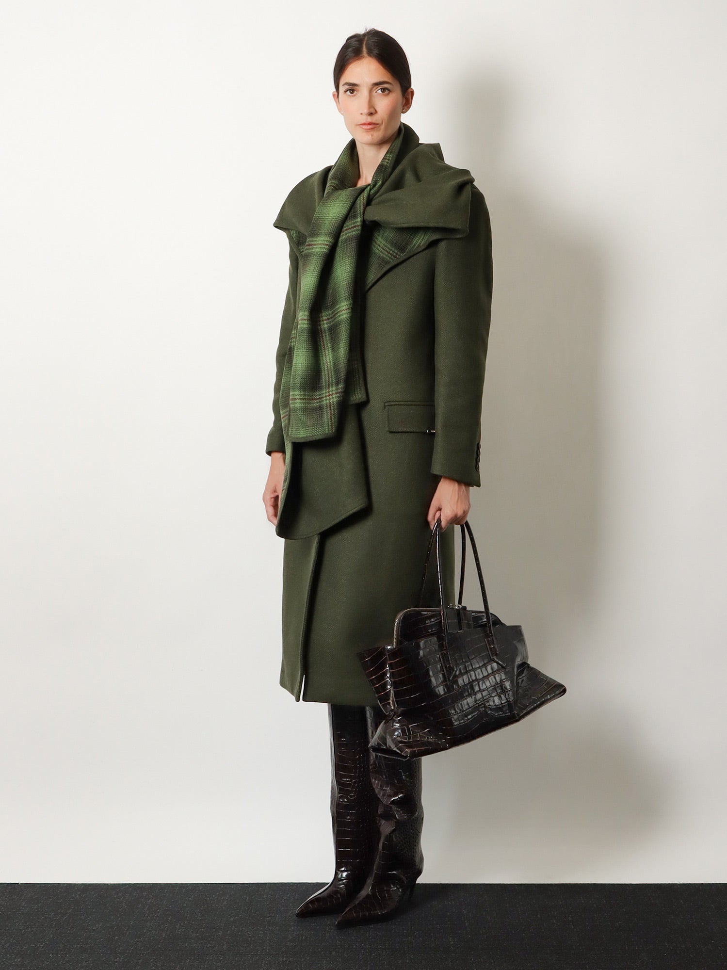 The Attico La Passeggiata Medium Croc-effect Leather Shoulder Bag