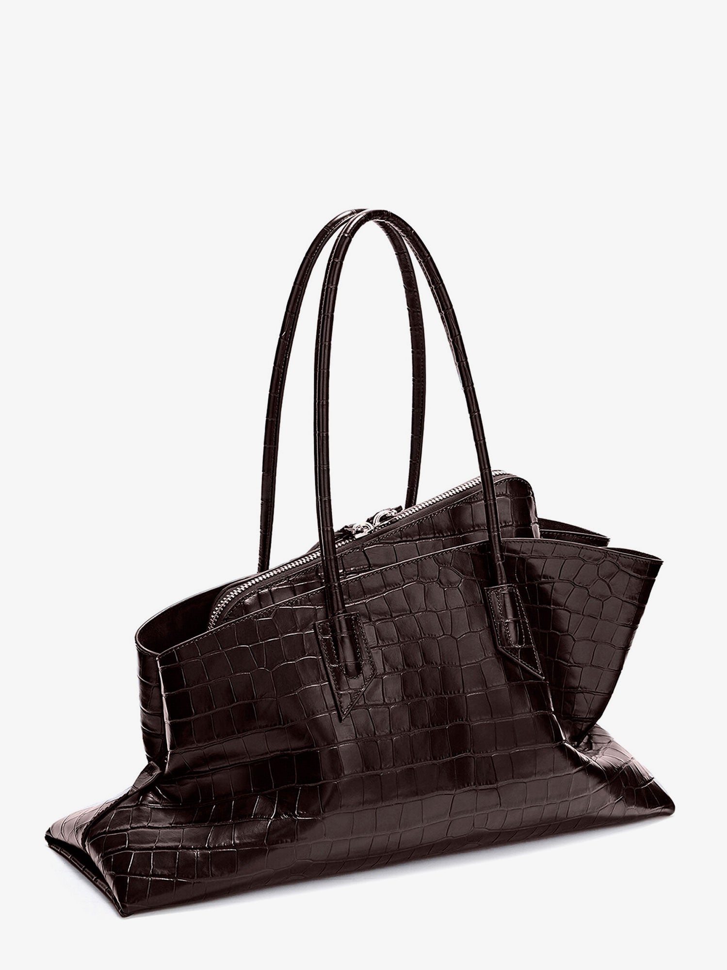 The Attico La Passeggiata Medium Croc-effect Leather Shoulder Bag