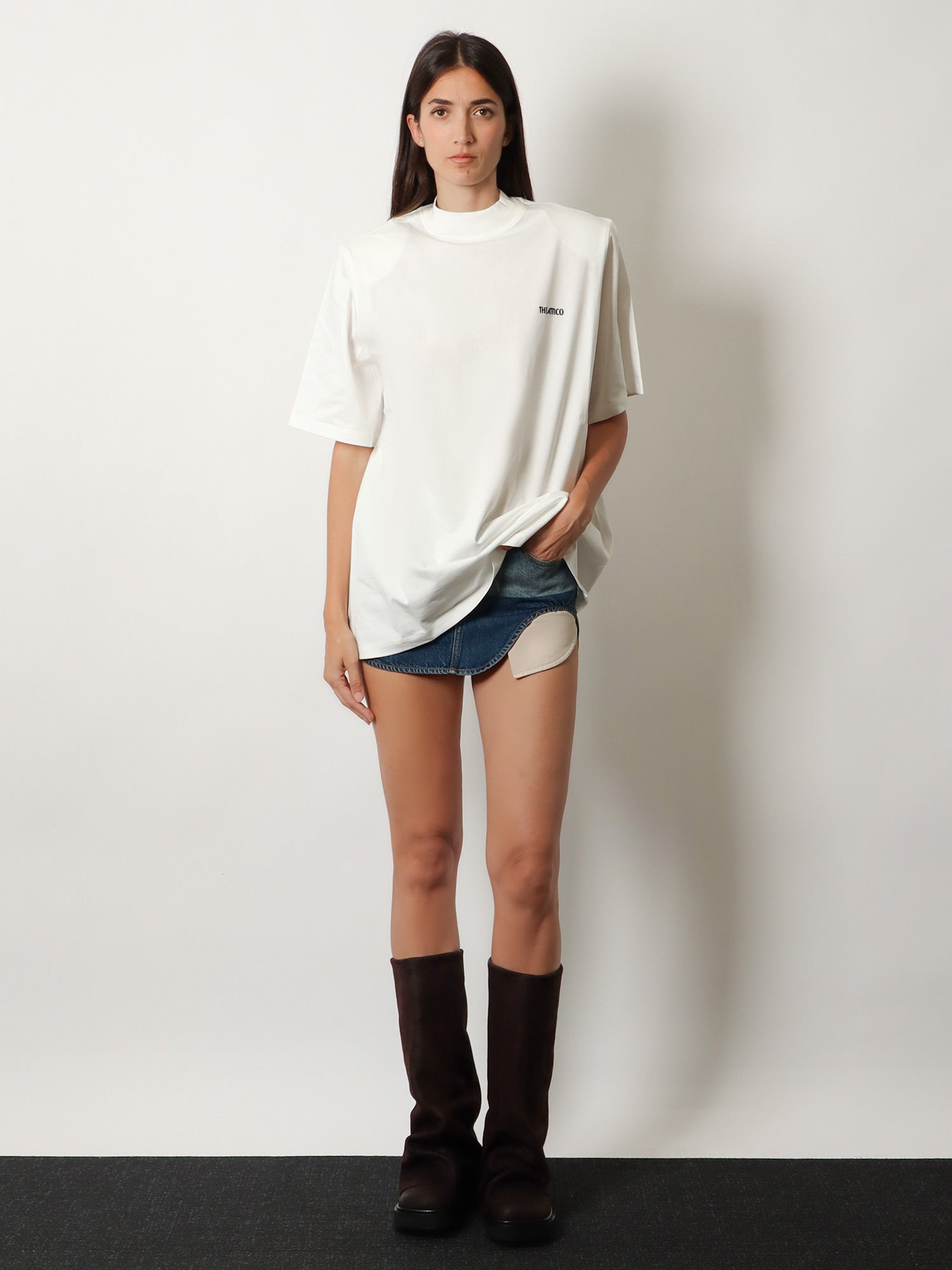 The Attico Blue Denim Mini Skirt