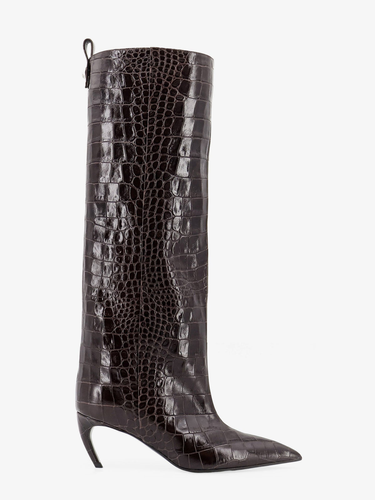 The Attico Lea Boots In Leather With Crocodile Print