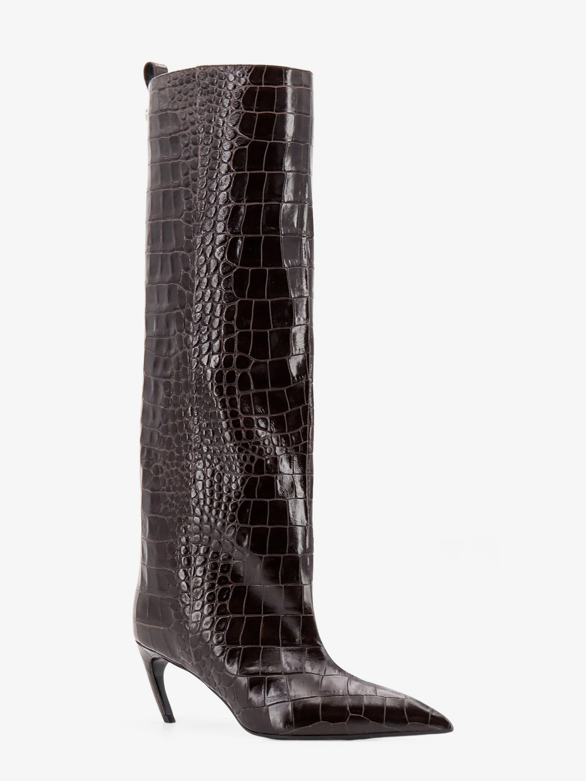 The Attico Lea Boots In Leather With Crocodile Print