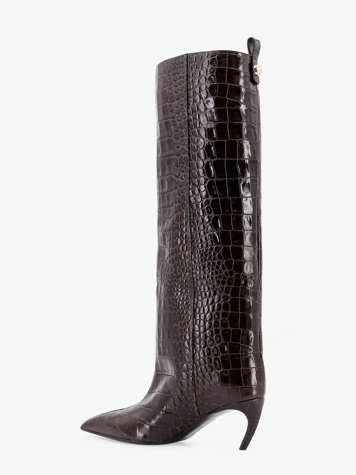 The Attico Lea Boots In Leather With Crocodile Print