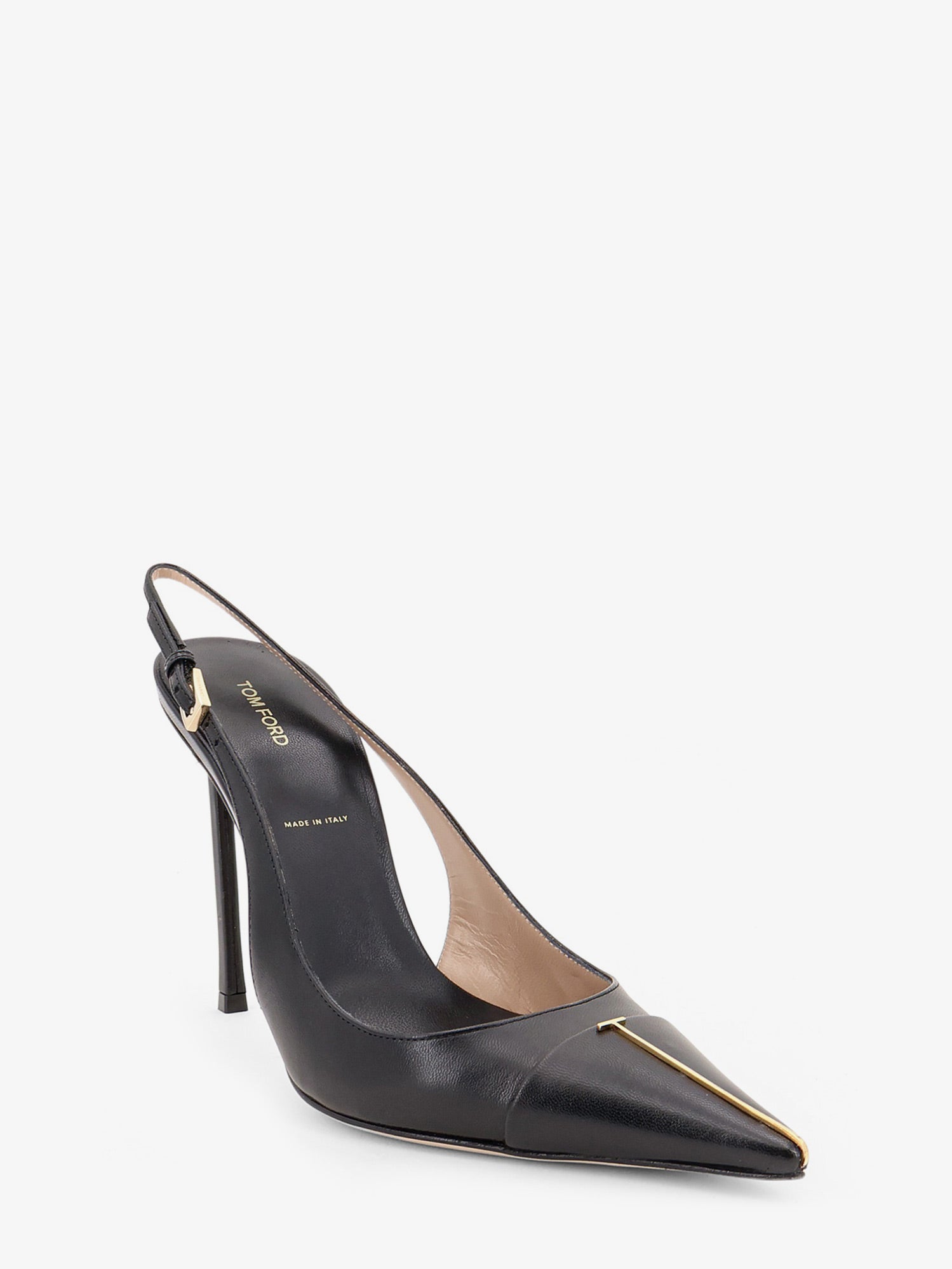Tom Ford Leather Pumps With Metal T Logo Detail