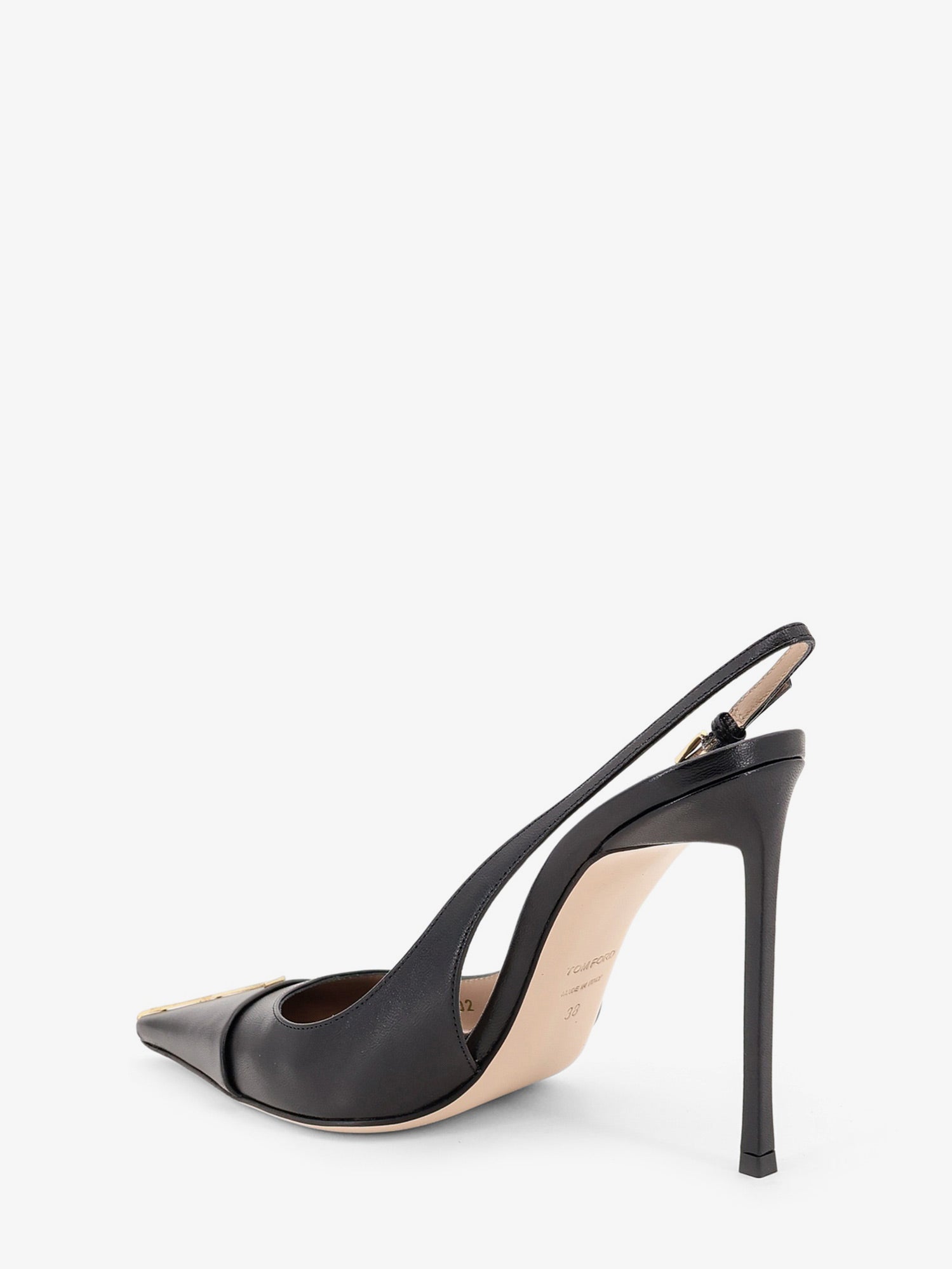 Tom Ford Leather Pumps With Metal T Logo Detail