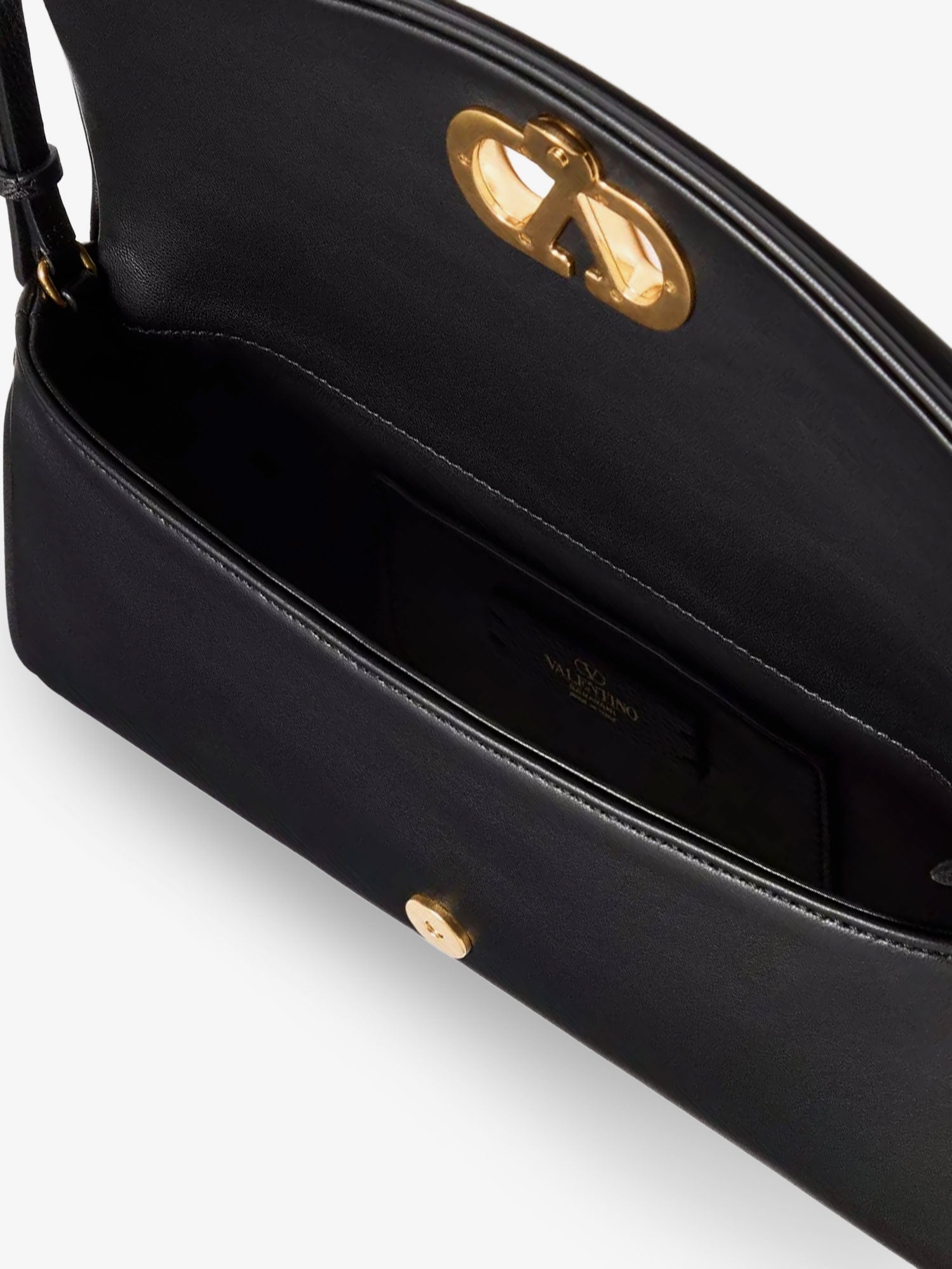 Valentino Devain Leather Shoulder Bag With Metal Vlogo Signature