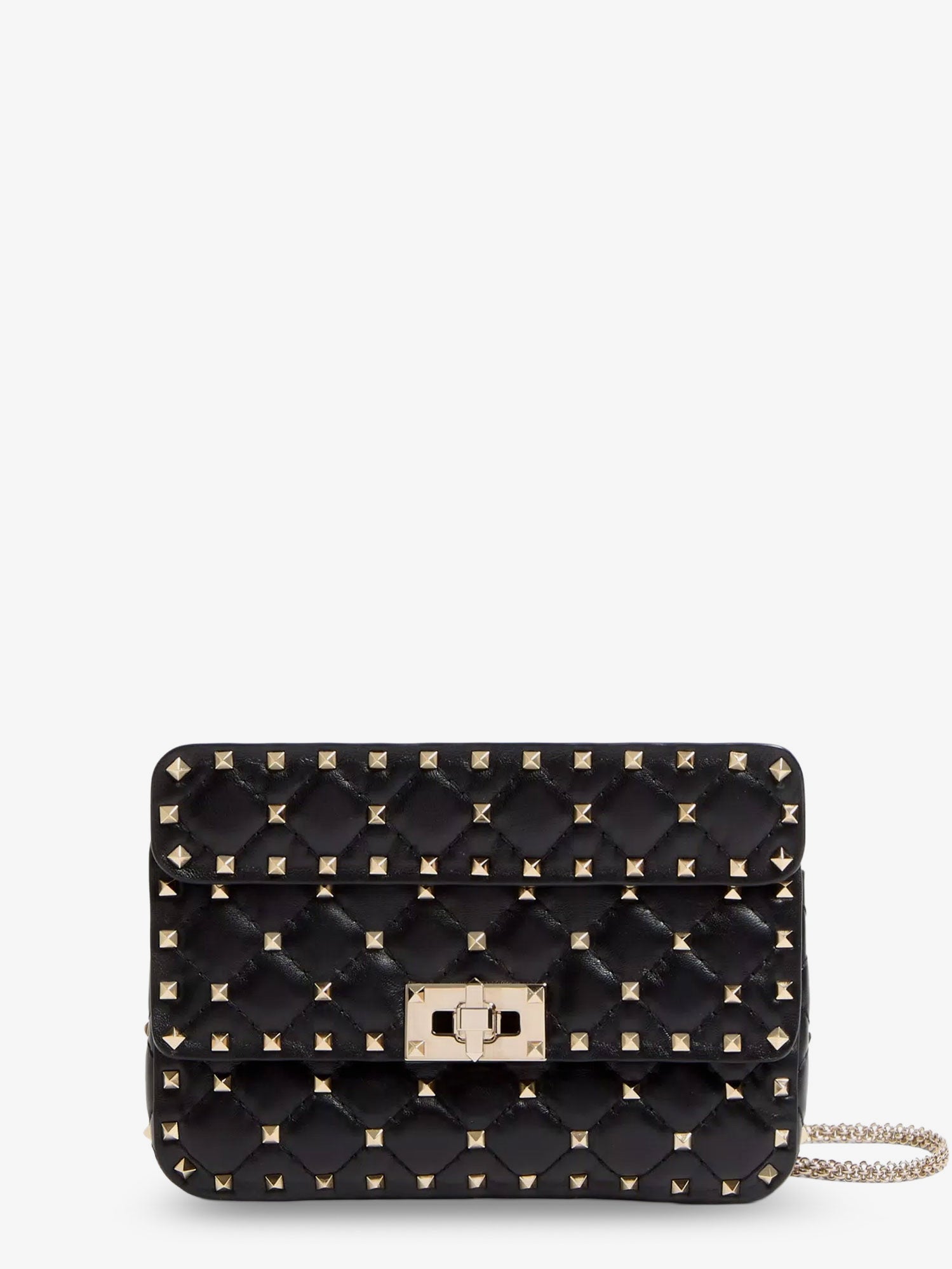 Valentino Rockstud Spike Leather Shoulder Bag With Iconic All-over Studs