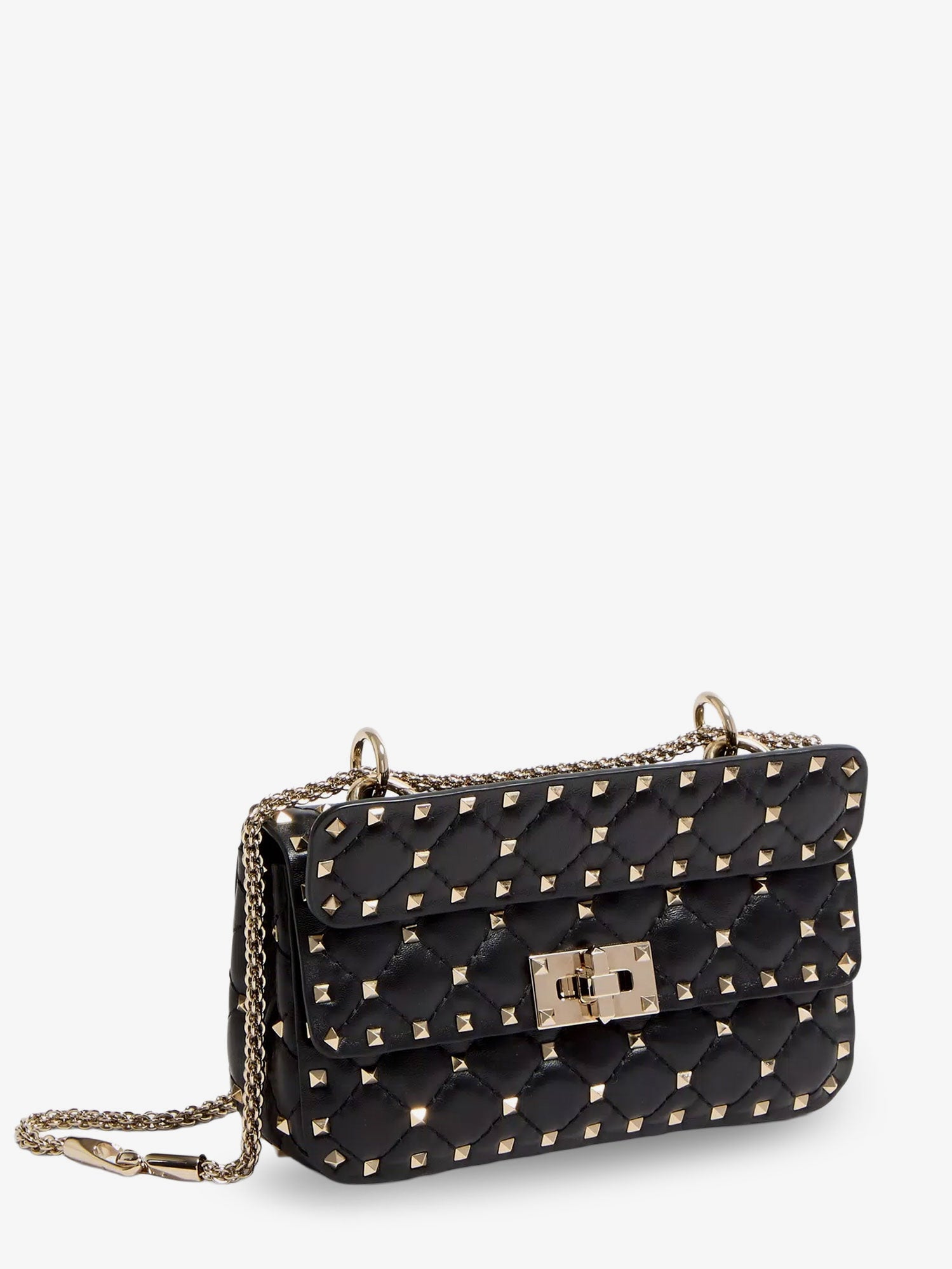 Valentino Rockstud Spike Leather Shoulder Bag With Iconic All-over Studs