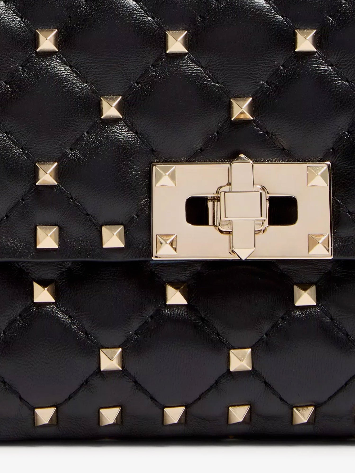 Valentino Rockstud Spike Leather Shoulder Bag With Iconic All-over Studs