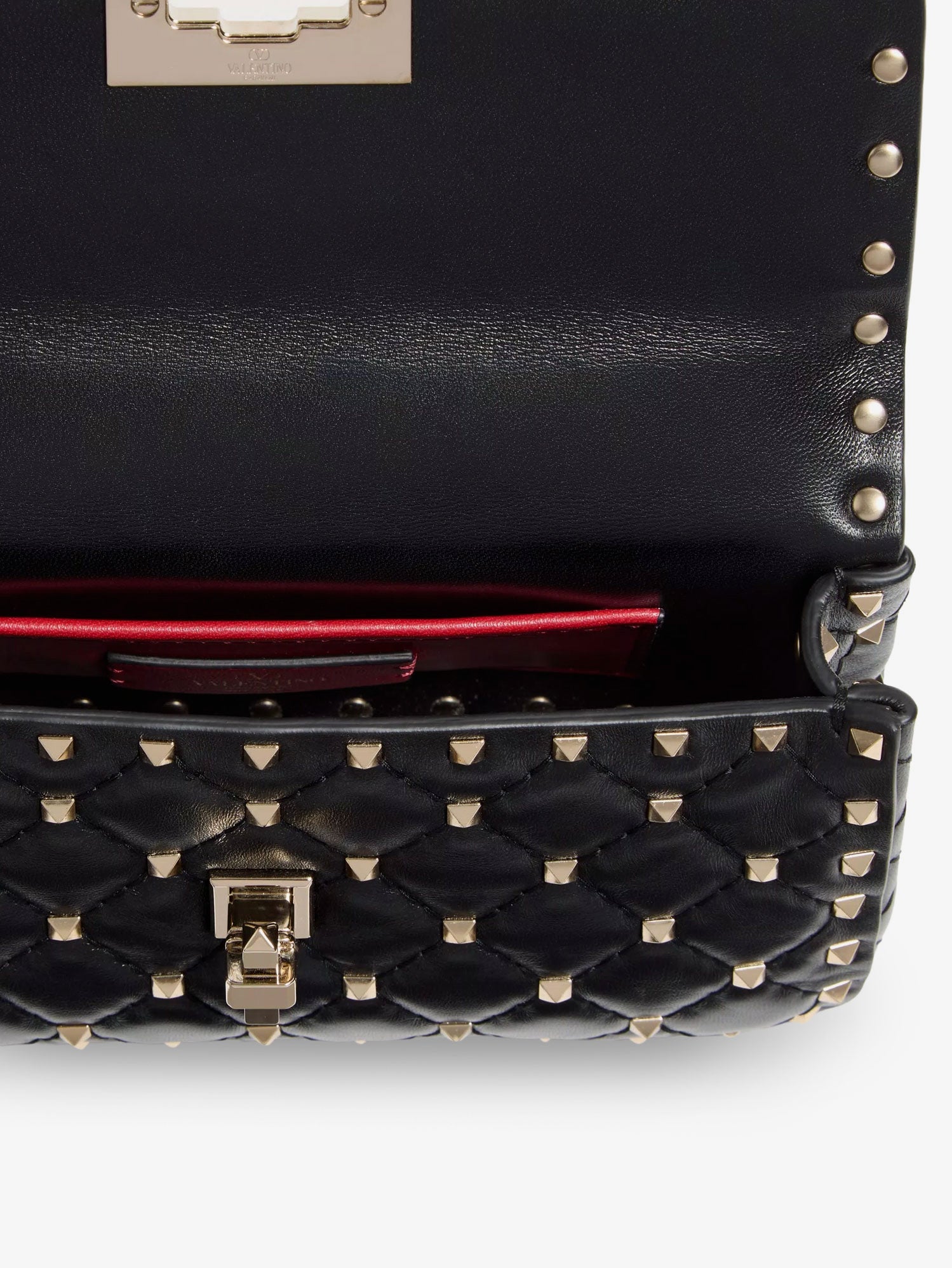 Valentino Rockstud Spike Leather Shoulder Bag With Iconic All-over Studs