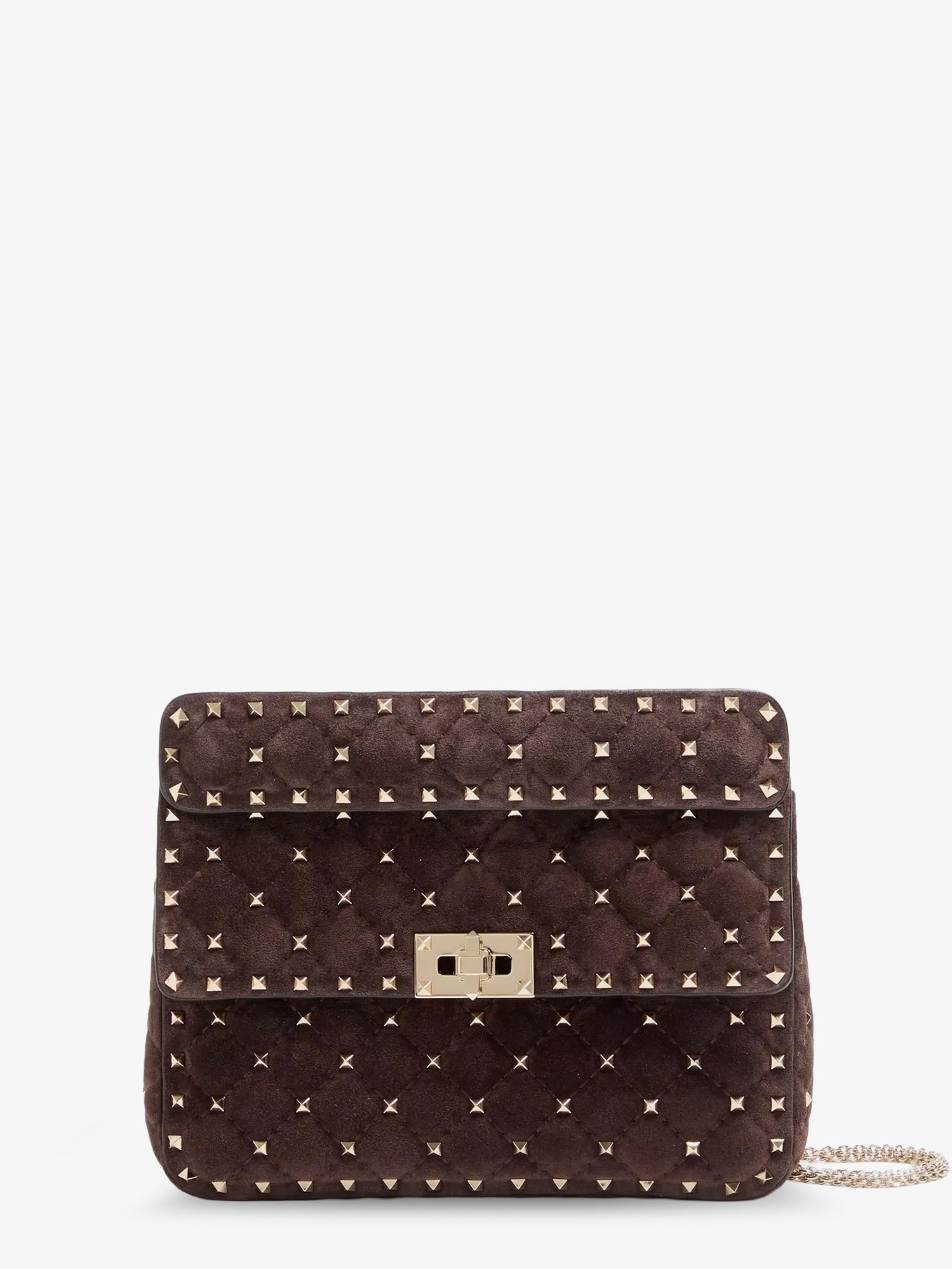 Valentino Rockstud Spike Suede Crossbody Bag With Iconic All-over Studs