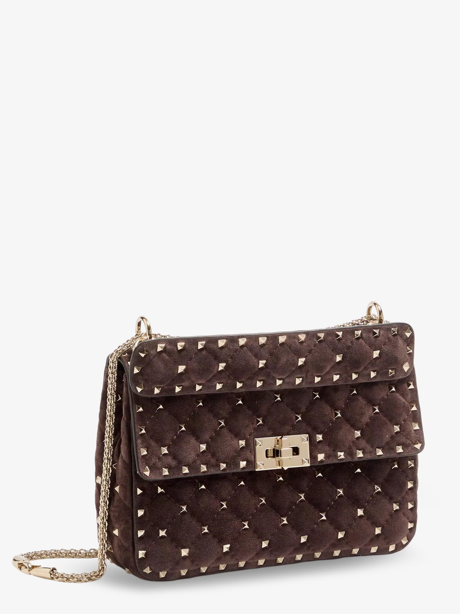 Valentino Rockstud Spike Suede Crossbody Bag With Iconic All-over Studs