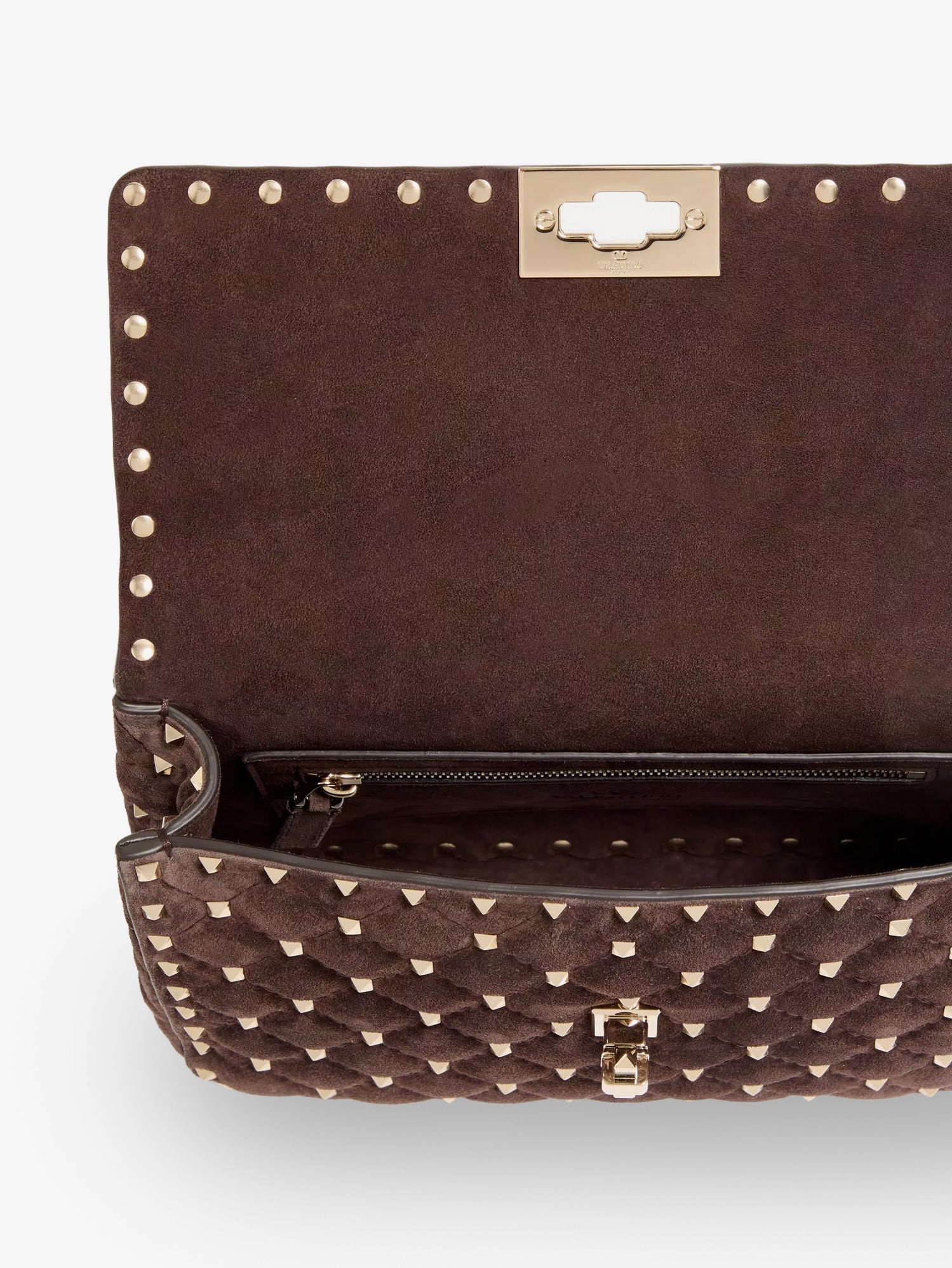 Valentino Rockstud Spike Suede Crossbody Bag With Iconic All-over Studs