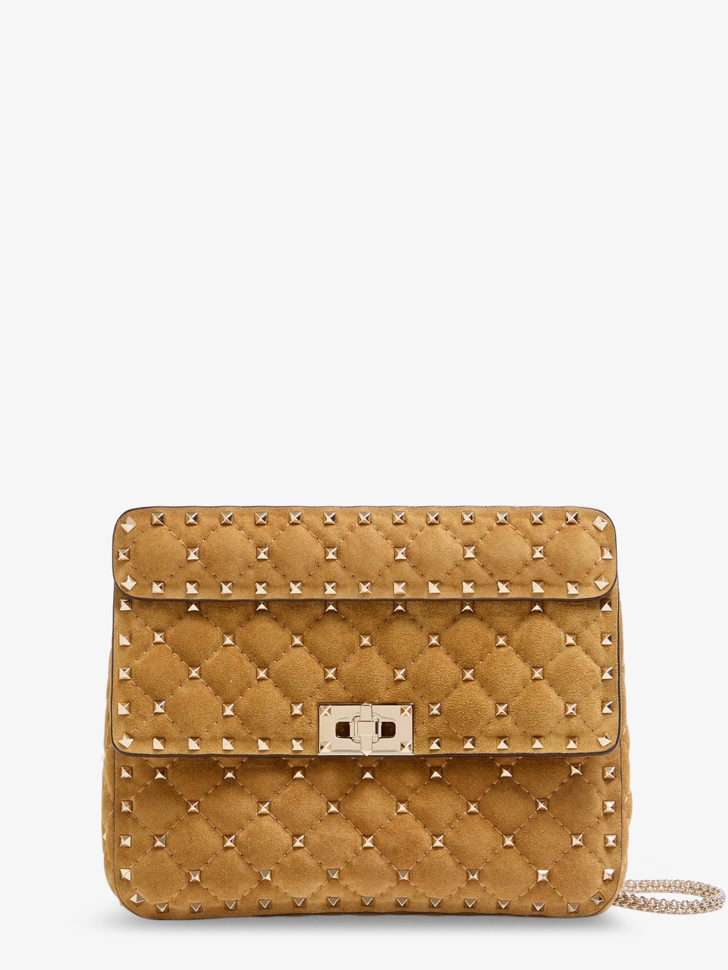 Valentino Rockstud Spike Suede Crossbody Bag With Iconic All-over Studs