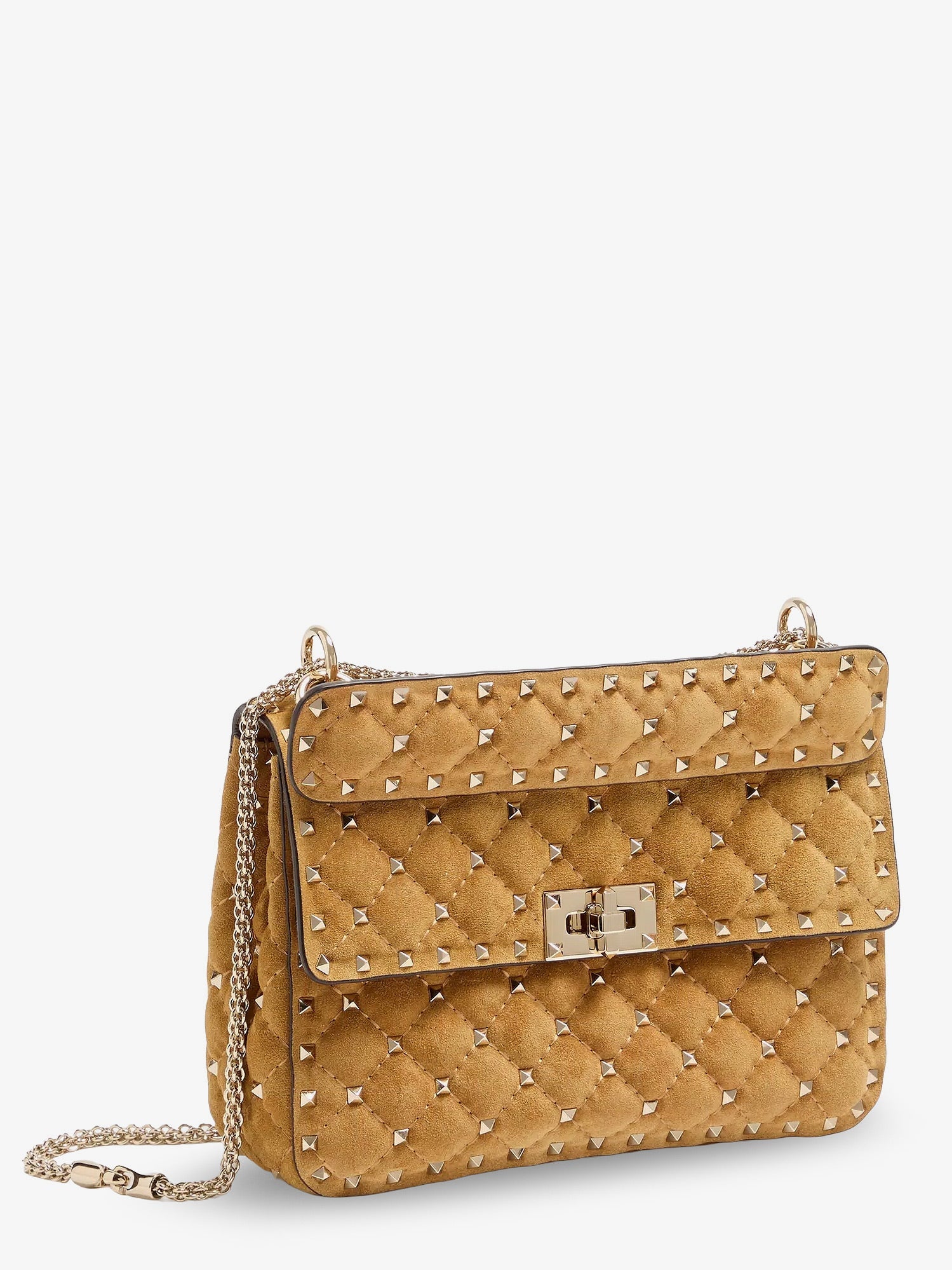 Valentino Rockstud Spike Suede Crossbody Bag With Iconic All-over Studs