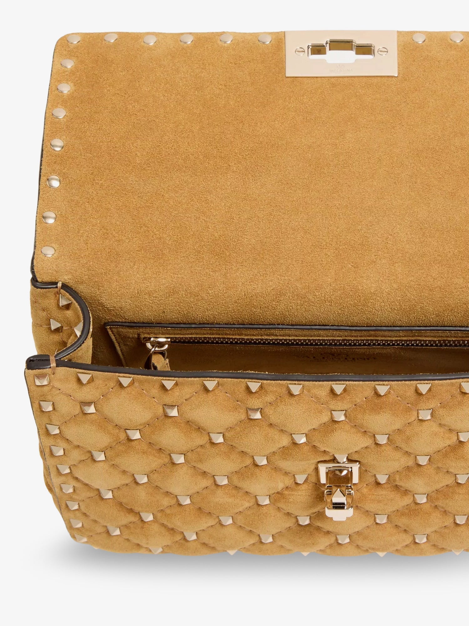 Valentino Rockstud Spike Suede Crossbody Bag With Iconic All-over Studs