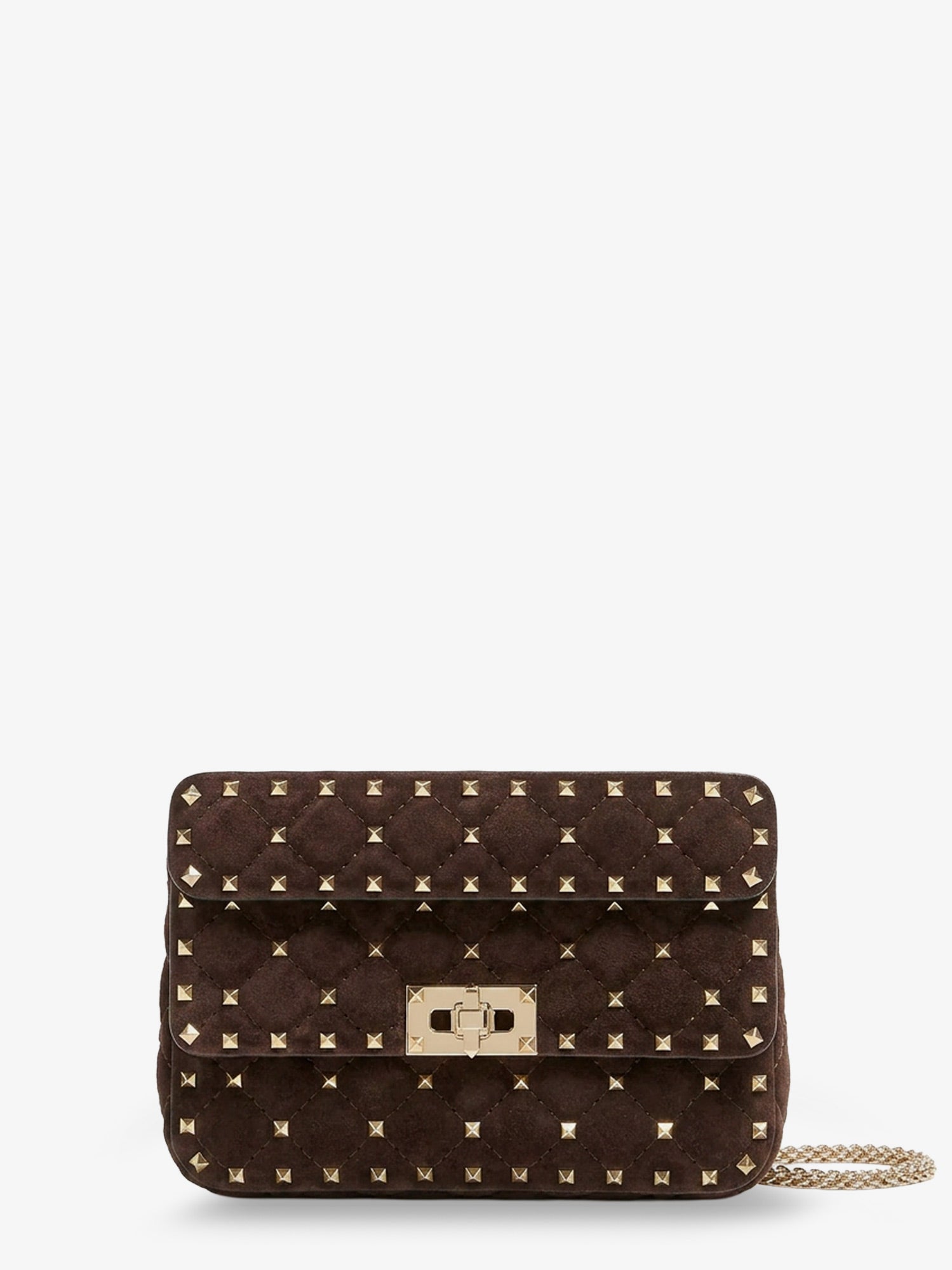 Valentino Rockstud Spike Suede Crossbody Bag With All-over Studs